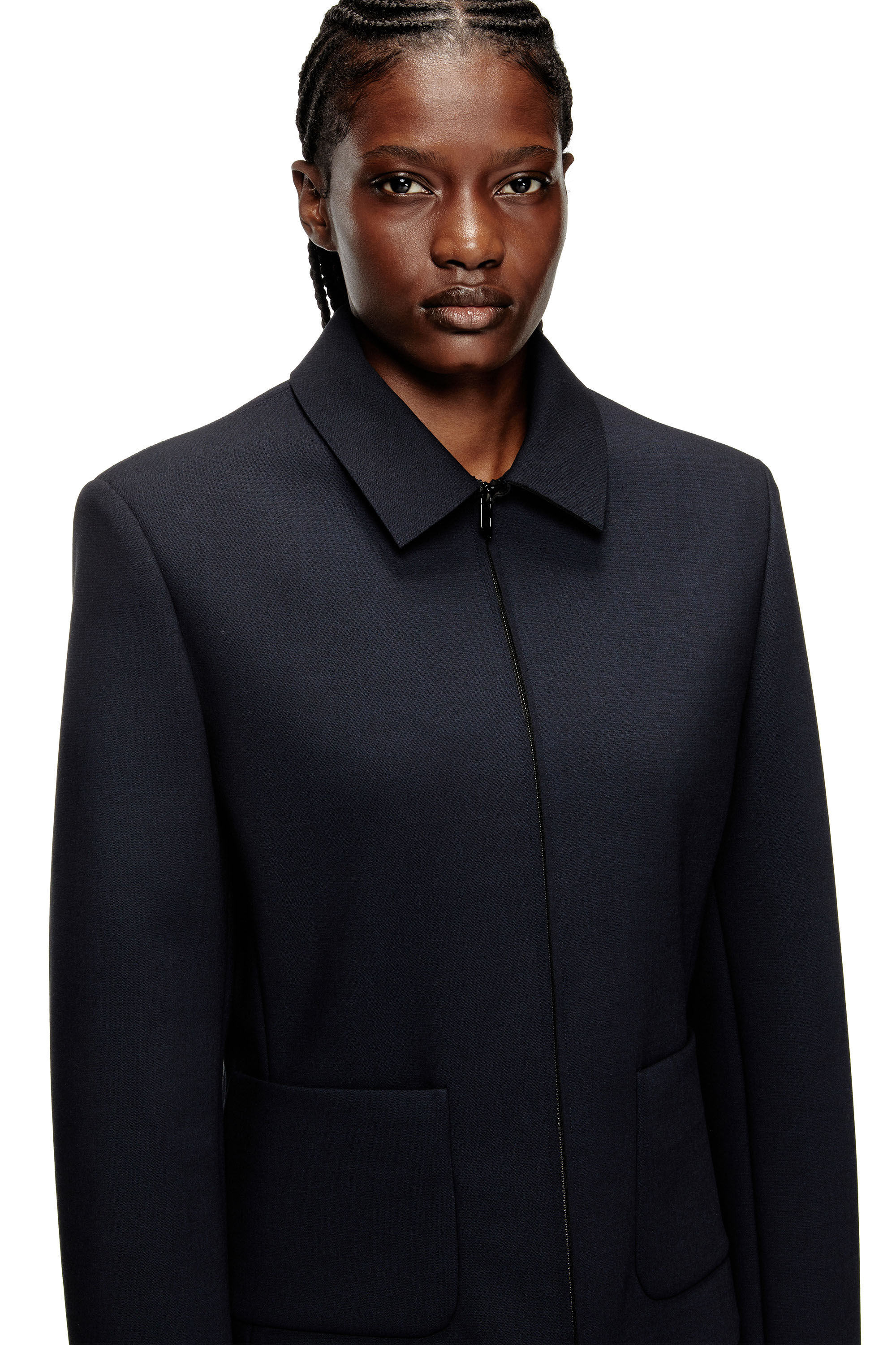 Diesel - G-CESARA-BOND, Veste à col en tissu contrecollé néoprène Femme in Bleu - 4