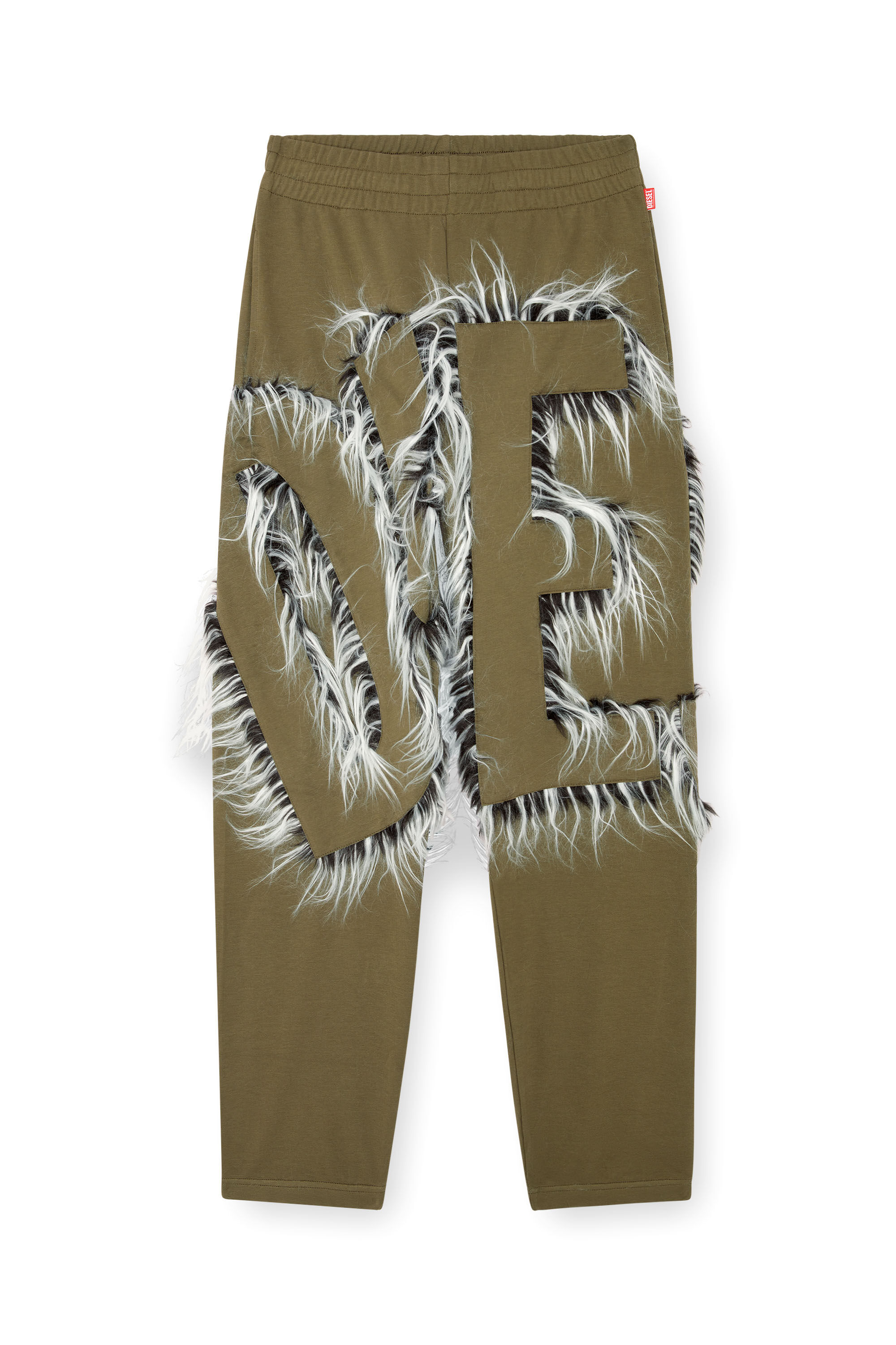 Men's Track pants with hairy-trim logo | Green | Diesel US