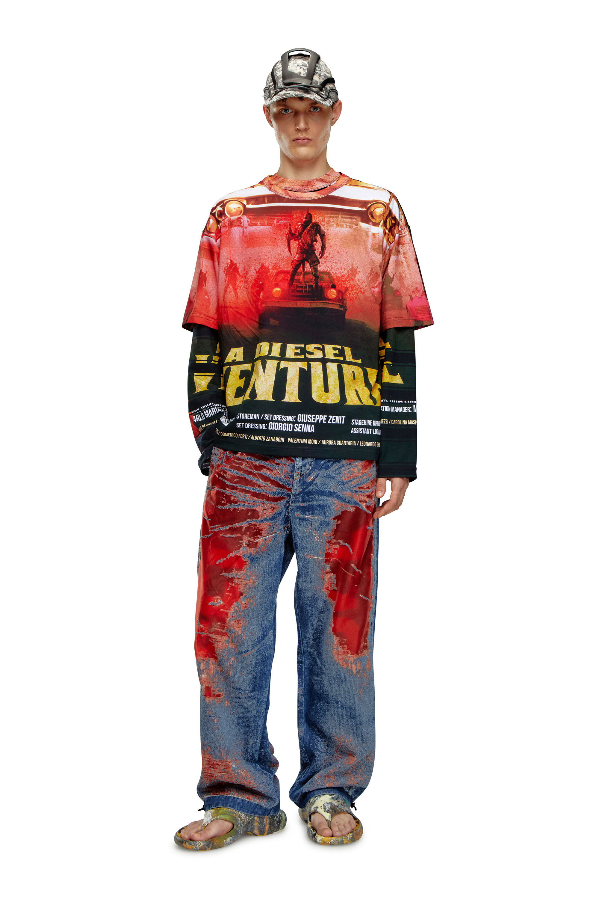 Diesel - T-BOXT-ADVENTURE, Male's T-shirt with Diesel film print in Black/Red - 1