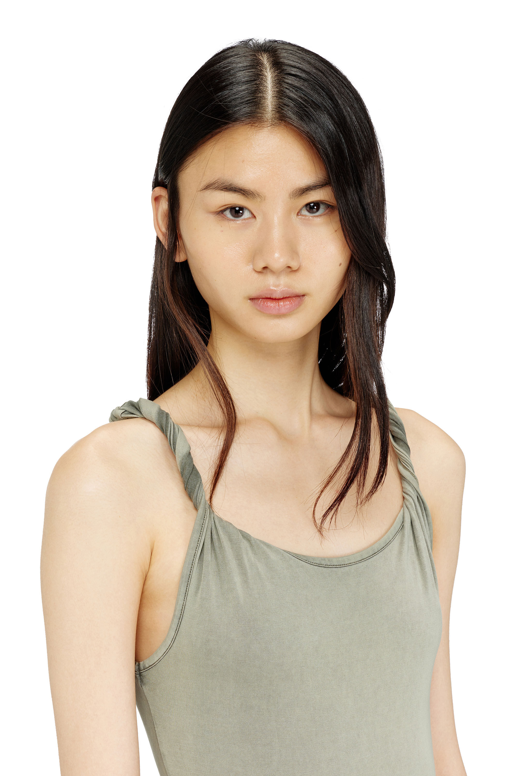 Women's Jersey maxi dress with twisted details | Green | Diesel