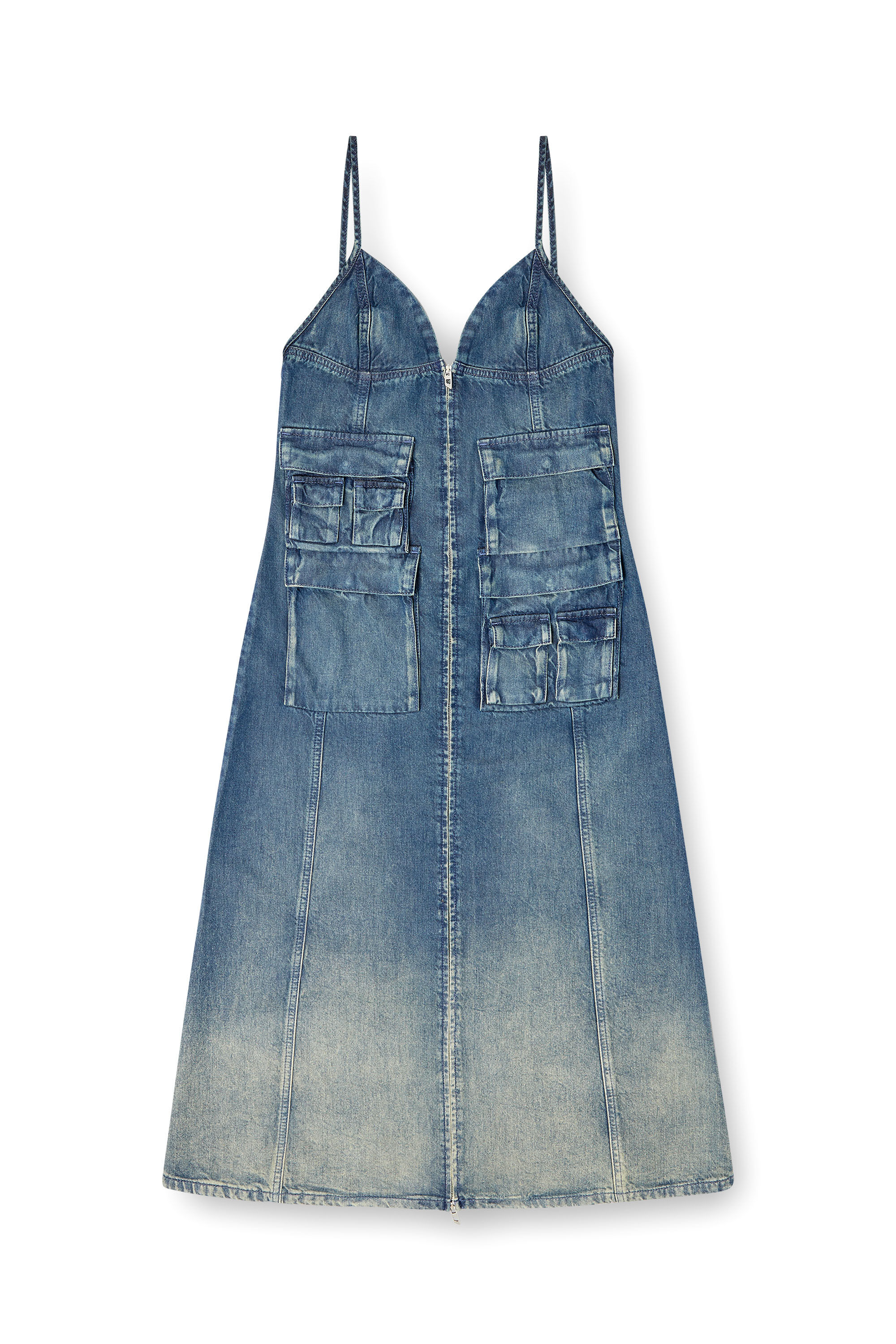 Diesel - DE-MELVI-S, Female's Dress in fluid laser-worn denim in Medium Blue - 2