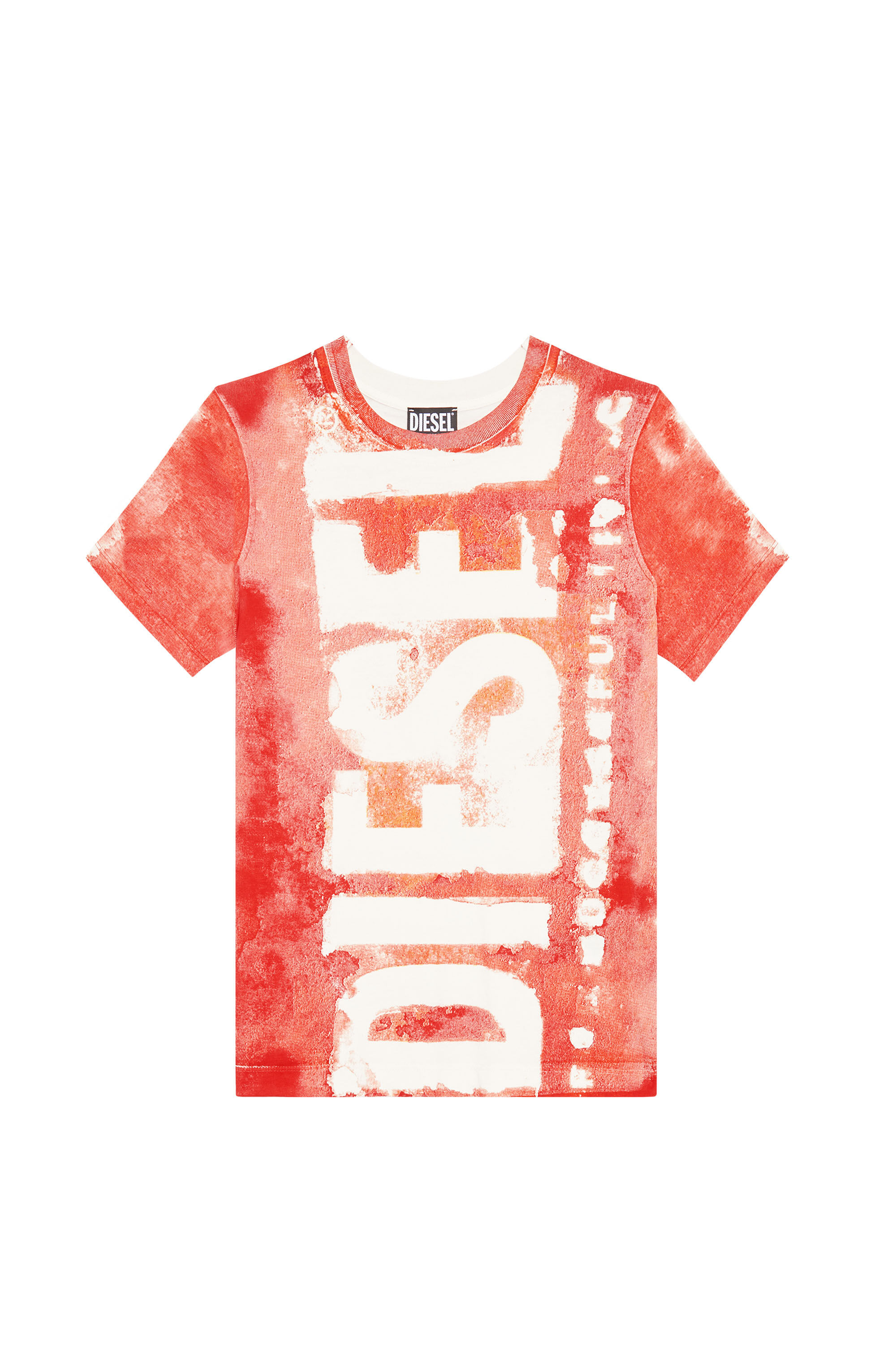 Diesel - T-REG-G1, T-shirt avec logo effet délavé Femme in Rouge - 2