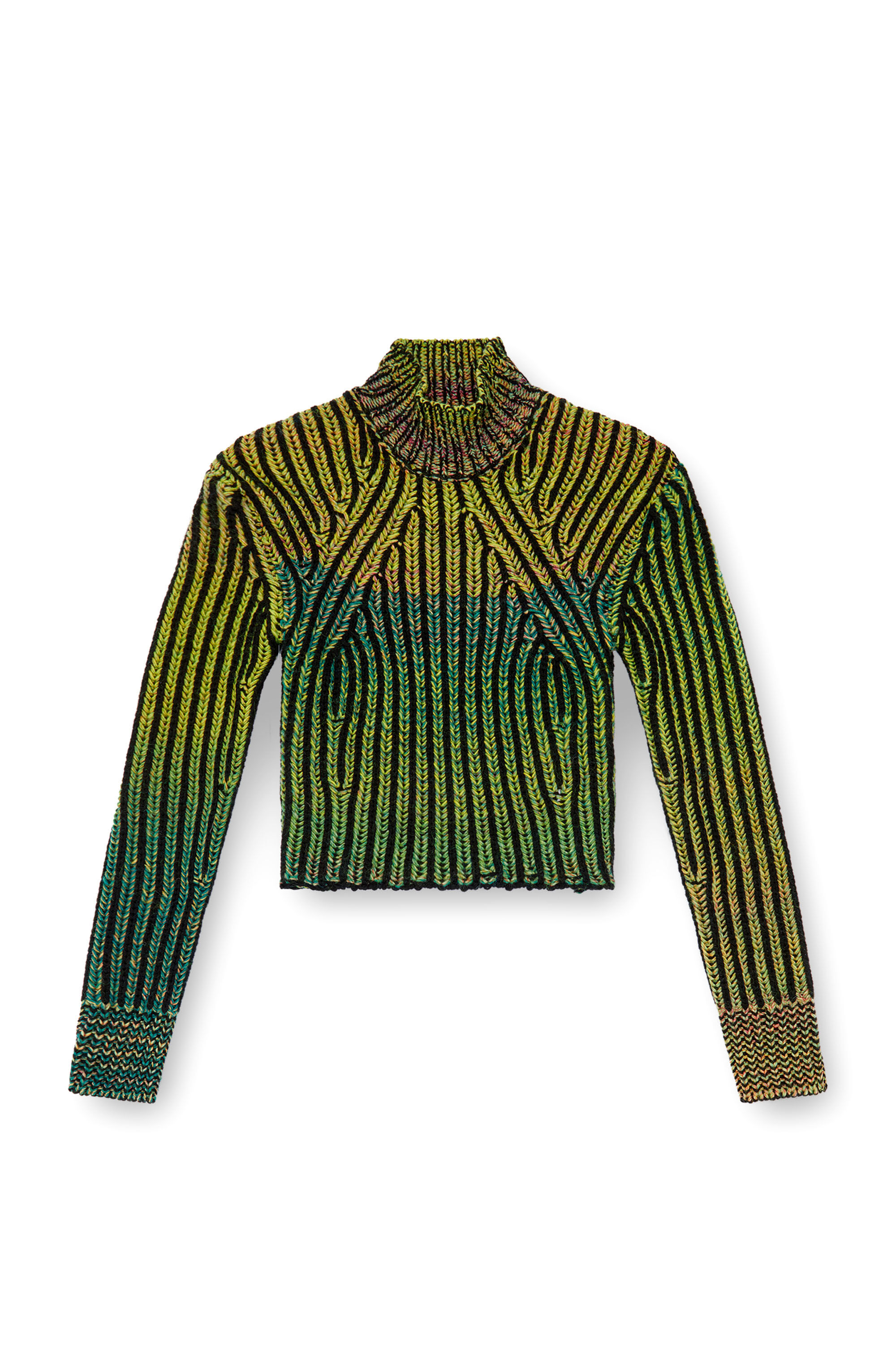Women's Cropped turtleneck in dégradé knit | Green | Diesel