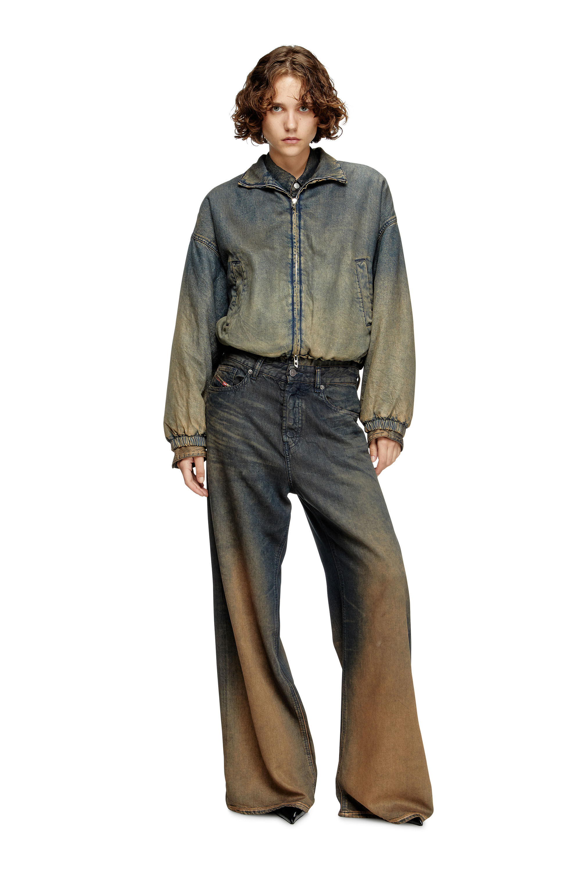 Women's Zipped jacket in fluid shaded denim | Blue | Diesel