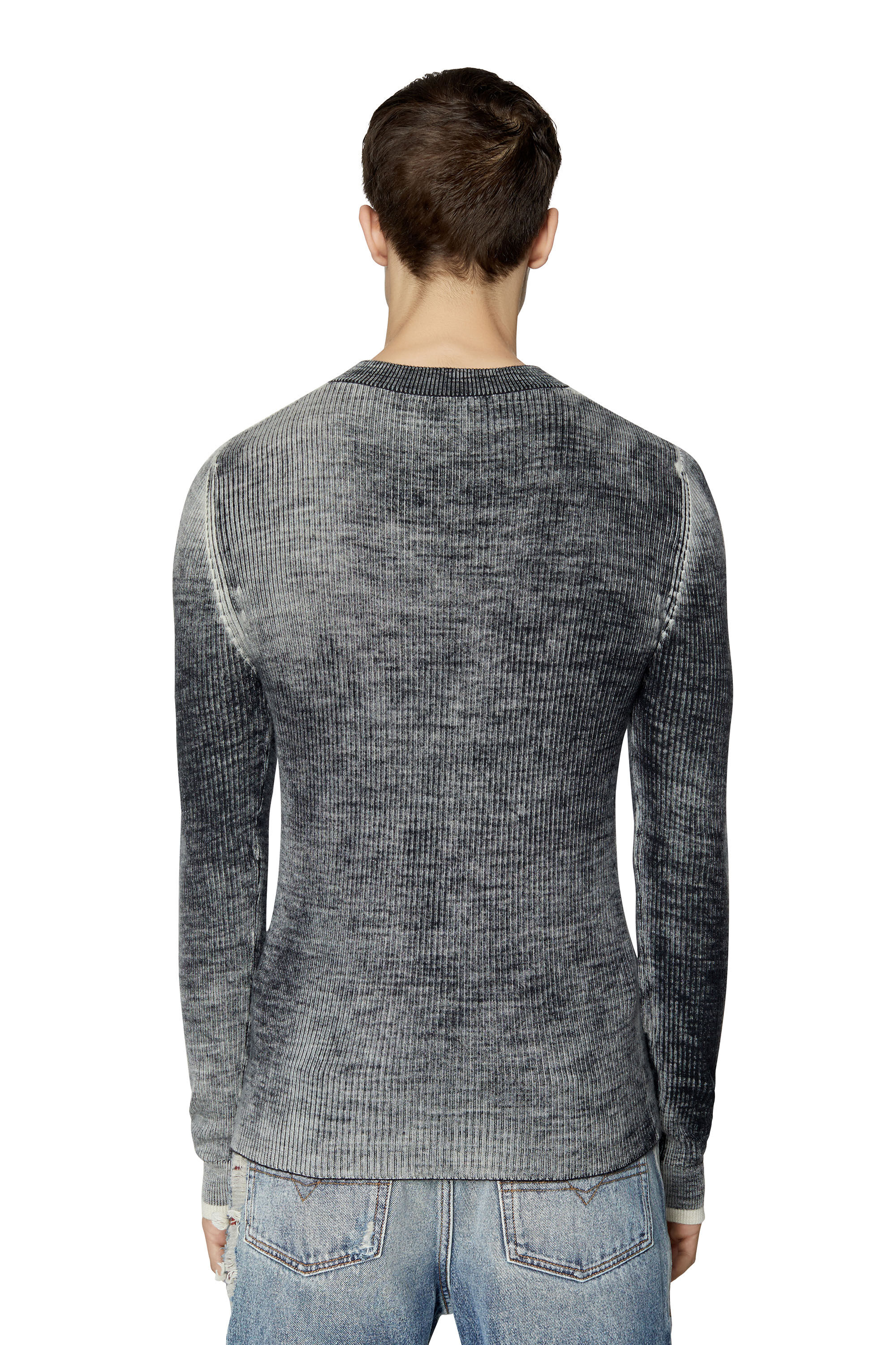 Diesel - K-ATULLUS, Male's Printed wool jumper with logo in Black - 4