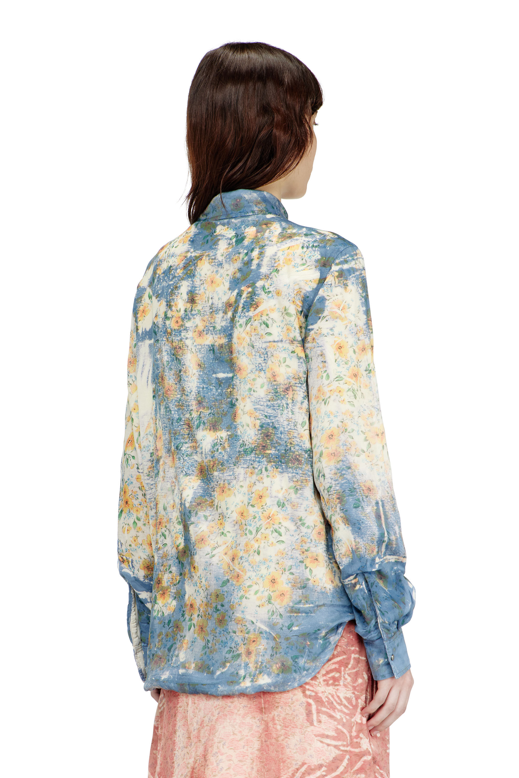 Diesel - C-ASSY, Female's Shirt with floral X-ray effect in Light Blue - 5