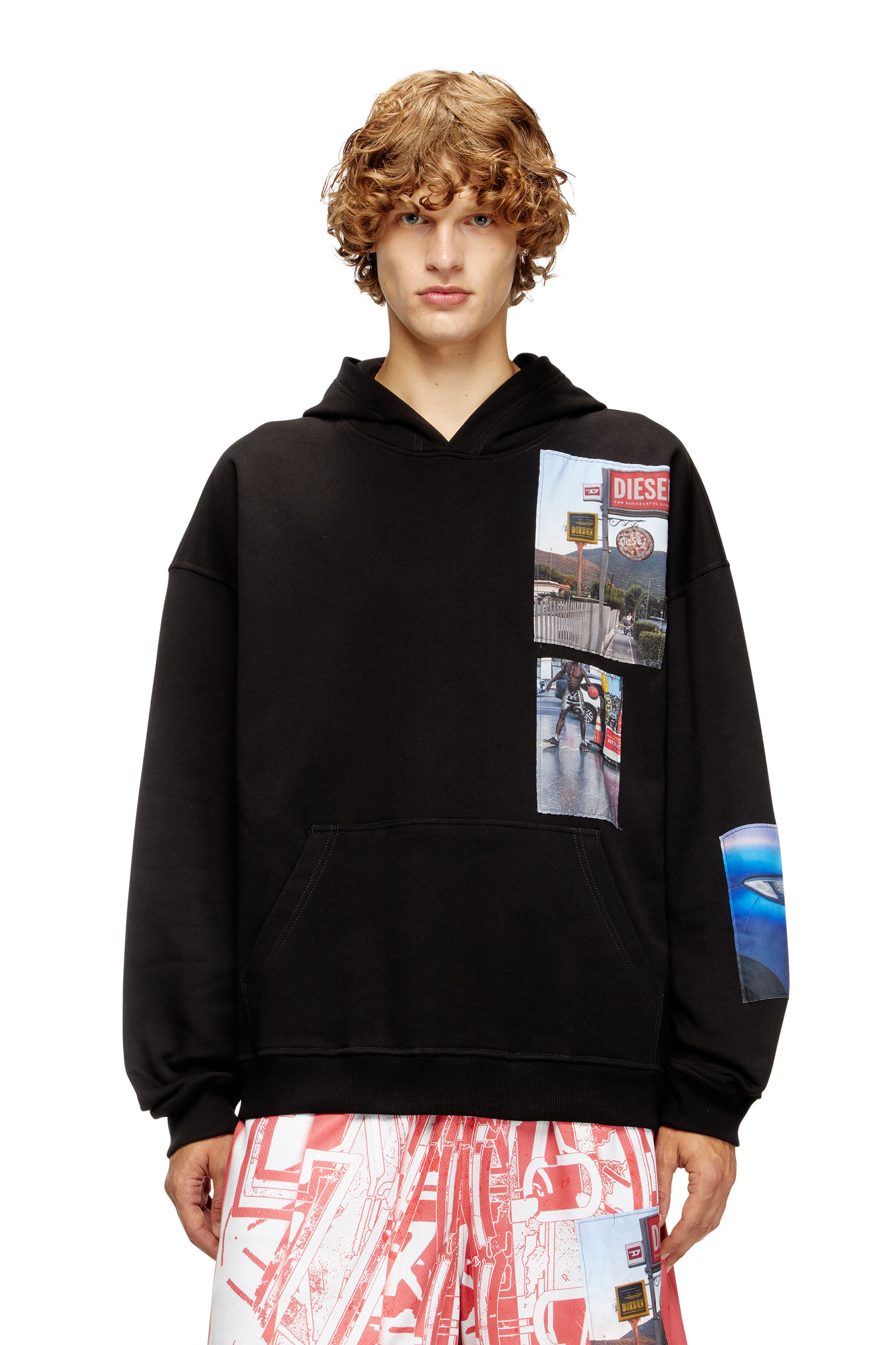 Diesel - S-BOXT-HOOD-T6, Male's Hoodie with logo photo patches in Black - 3