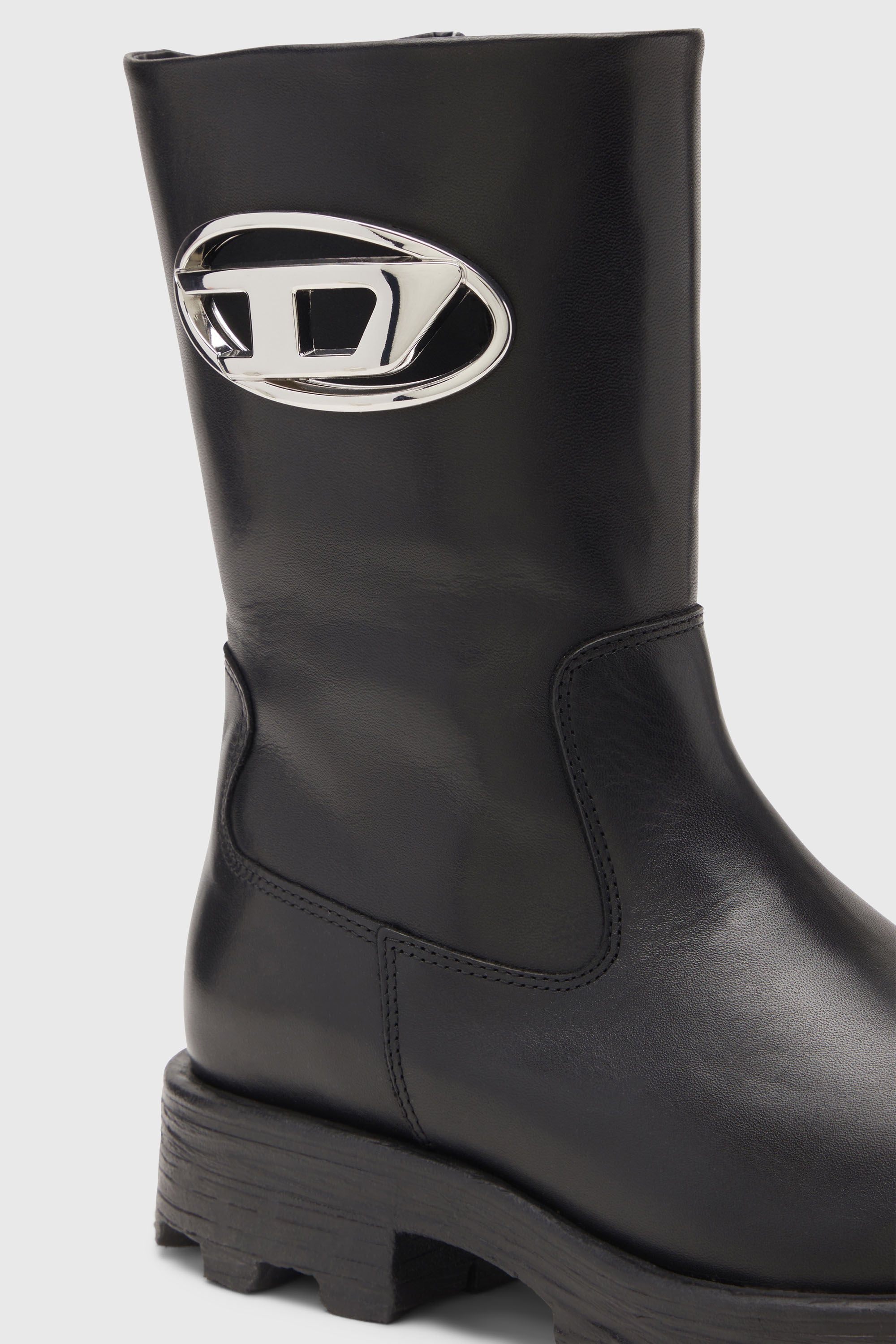 Diesel - D-HAMMER BKR D W, D-Hammer-Bottes de motard en cuir brillant Femme in Noir - 6