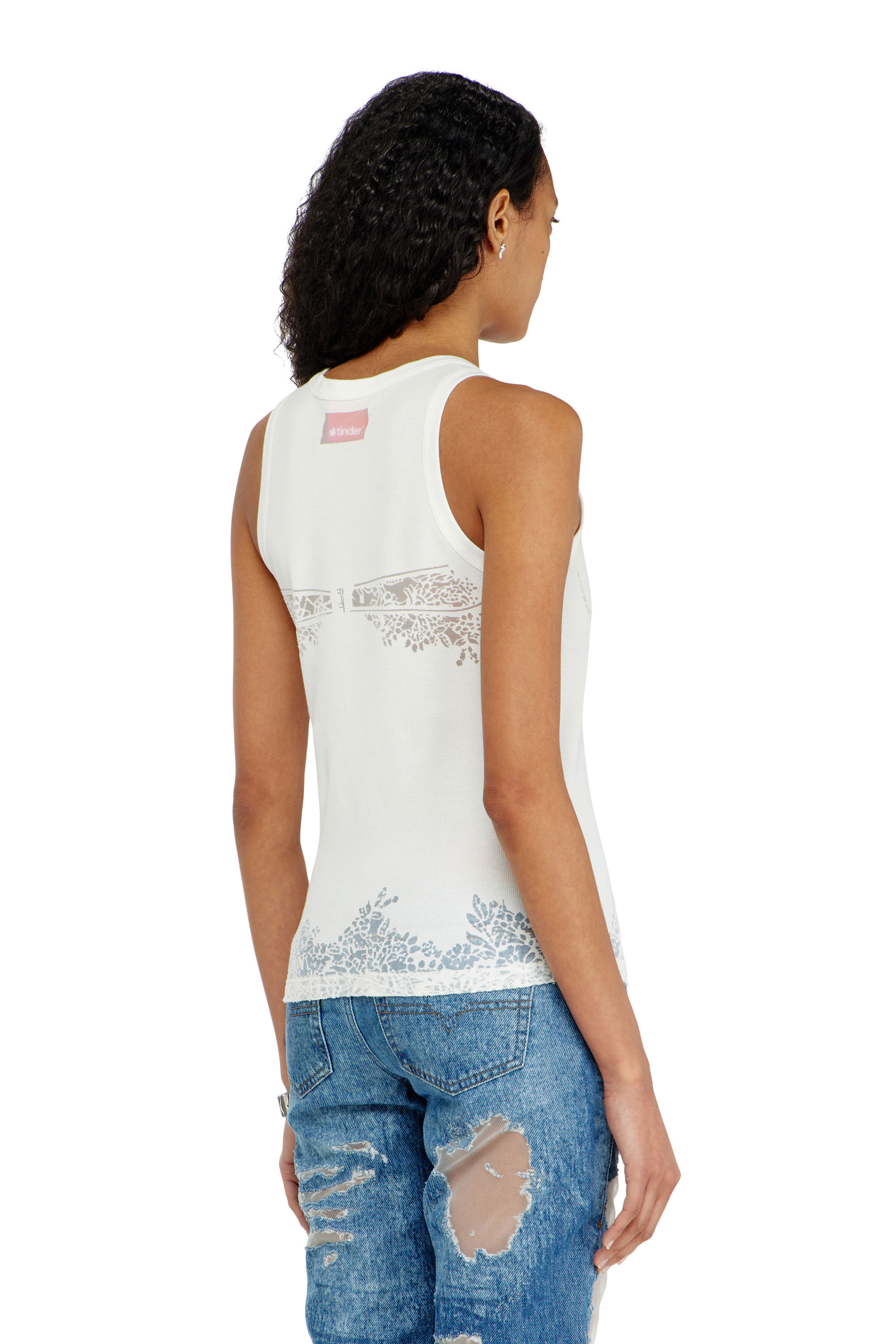 Diesel - PR-T-ANKI-LACE-R, Female's Tank top with devor&eacute; lace effect in White - 4