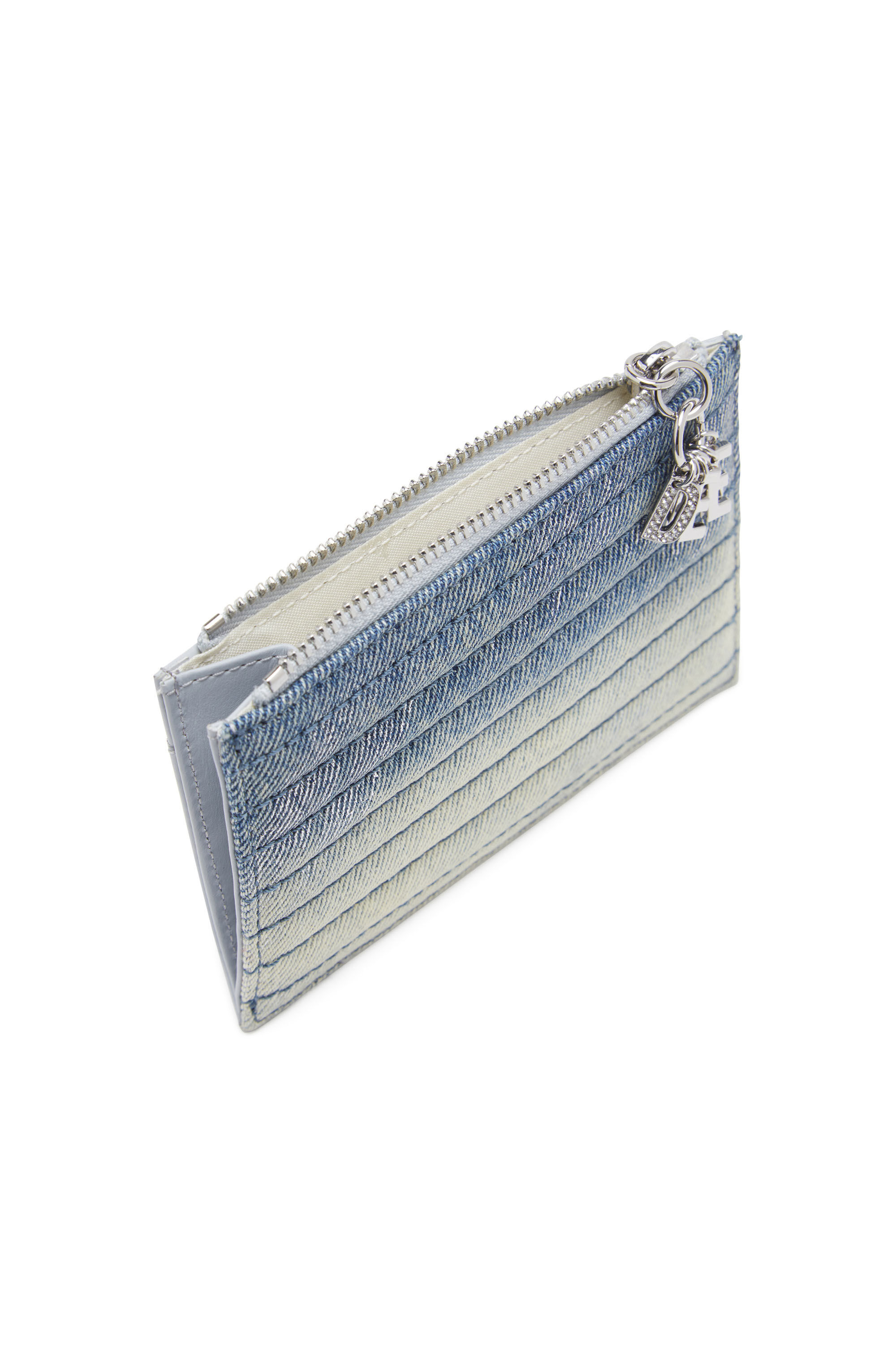 Diesel - D-VINA CARD HOLDER COIN S II, Porte-cartes en cuir et denim matelassé Femme in Bleu - 3
