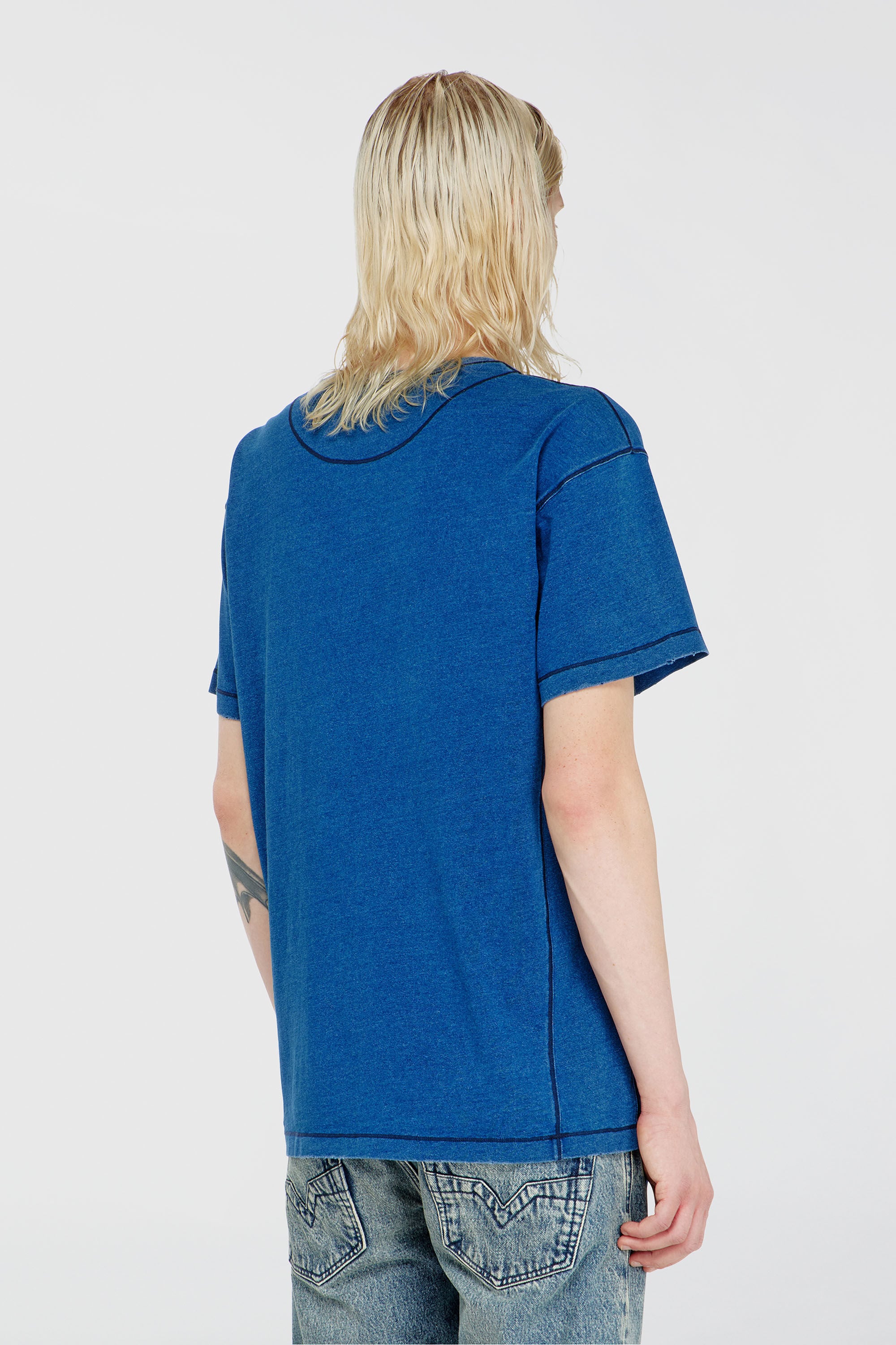 Diesel - T-NOX, Man's T-shirt with shadow-effect patches in Medium blue - 4