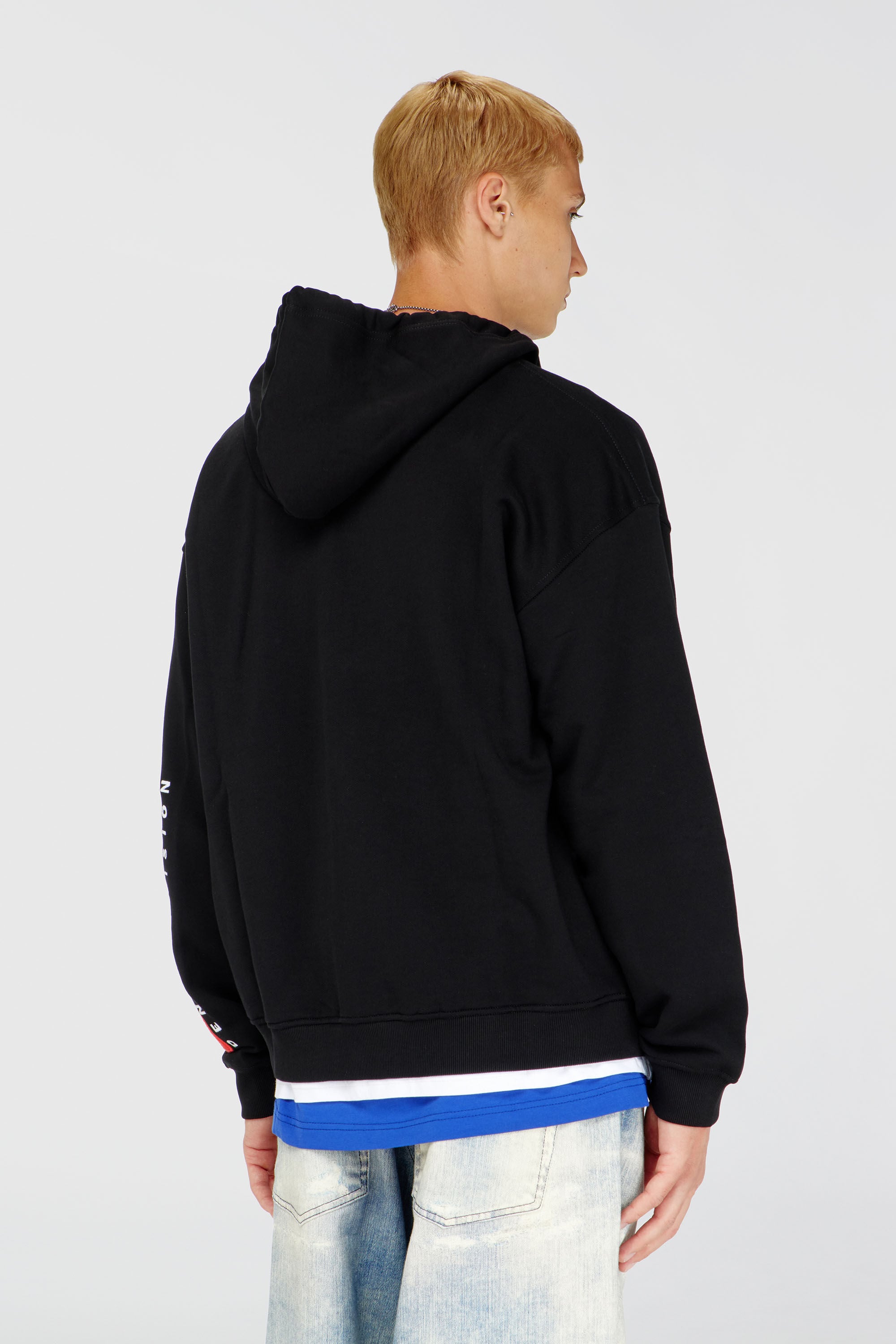 Men's Hoodie with logo patch embroidery | Black | Diesel US