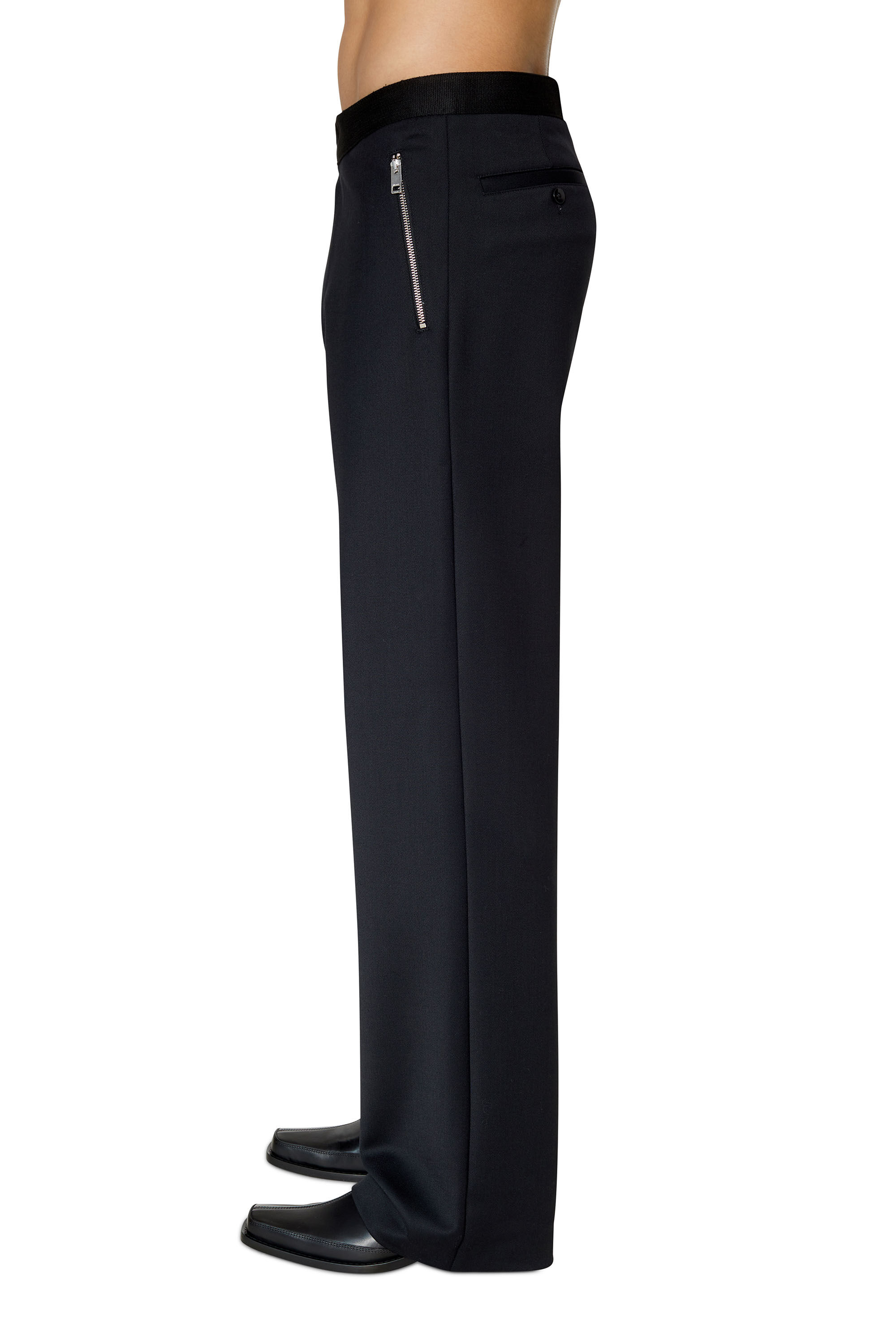 Diesel - P-GOLD, Male's Wool-blend pants with utility details in Black - 6