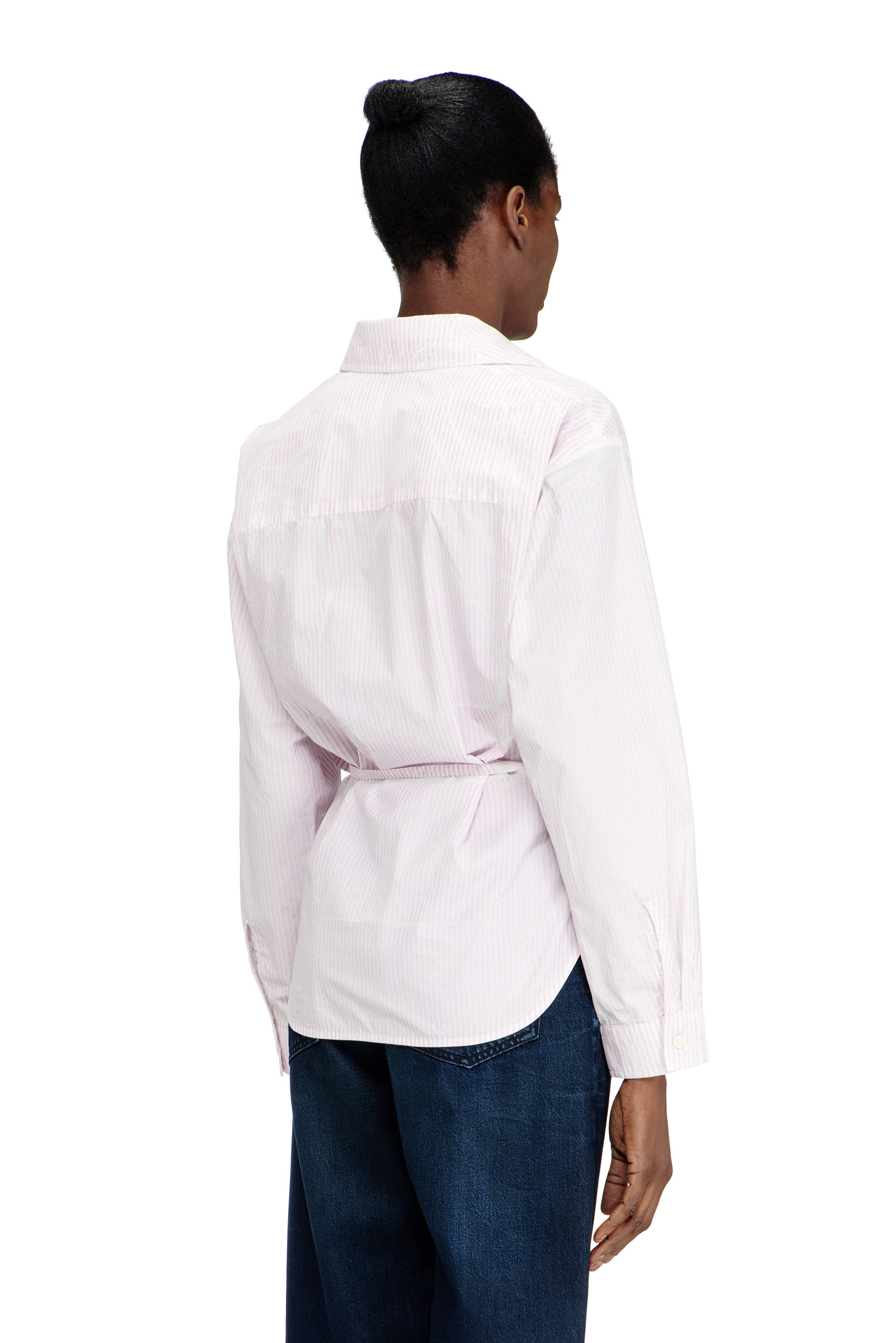 Diesel - C-DELPHOS-S2, Female's Poplin wrap-around shirt with pinstripes in Face Powder - 4