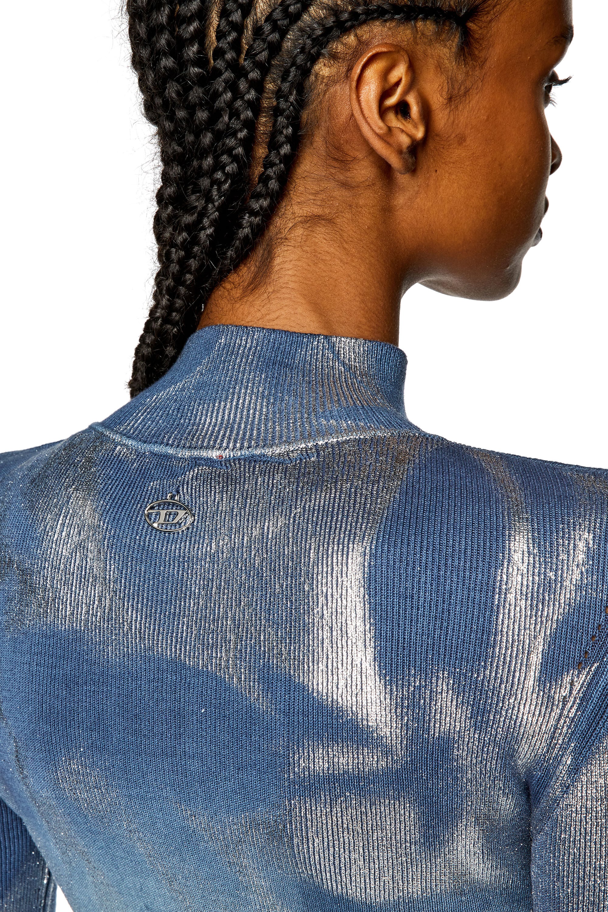 Women's Knit top with metallic effects | Blue | Diesel {{Country}}
