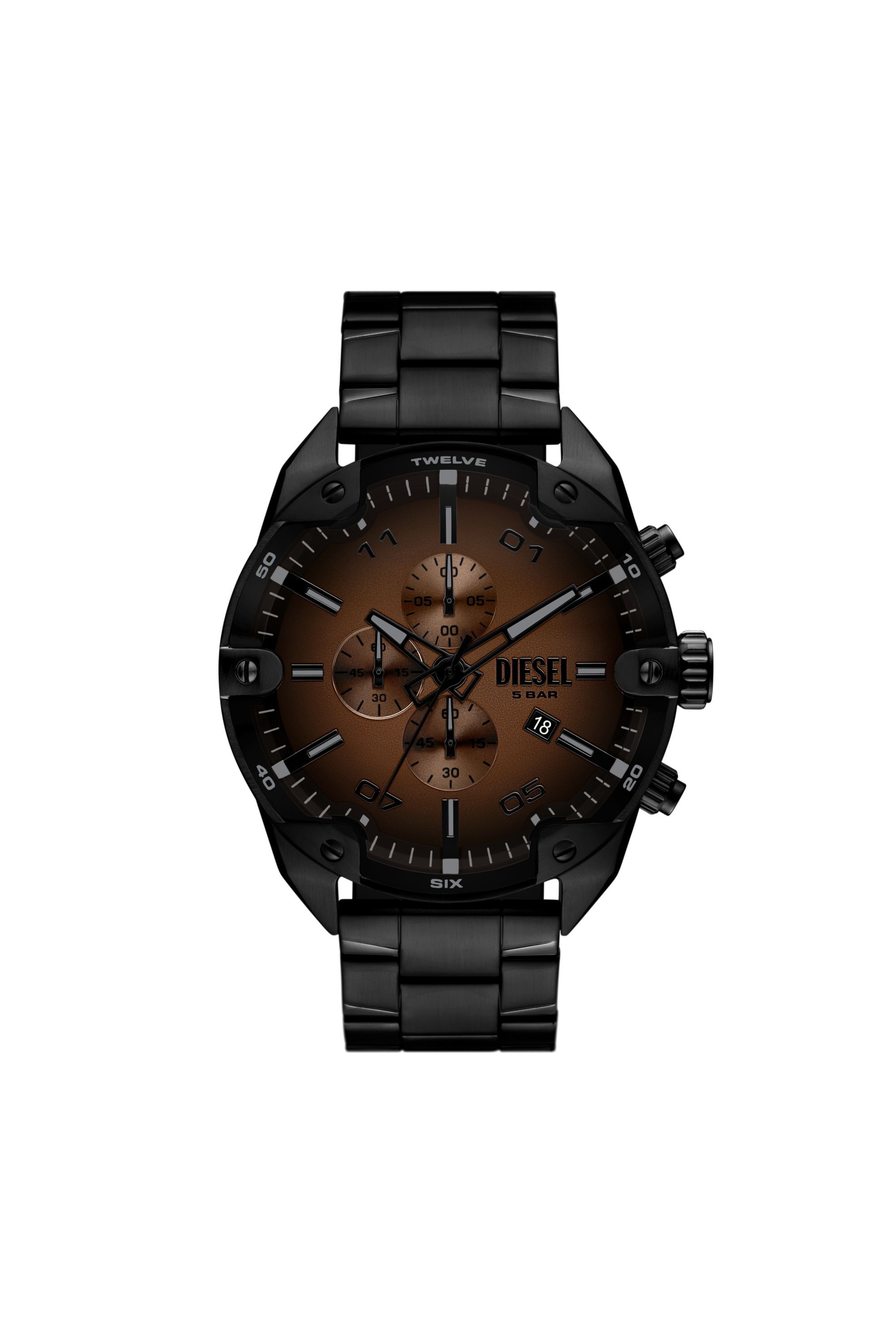 デカルメン Men's Spiked black stainless steel watch | Black | Diesel