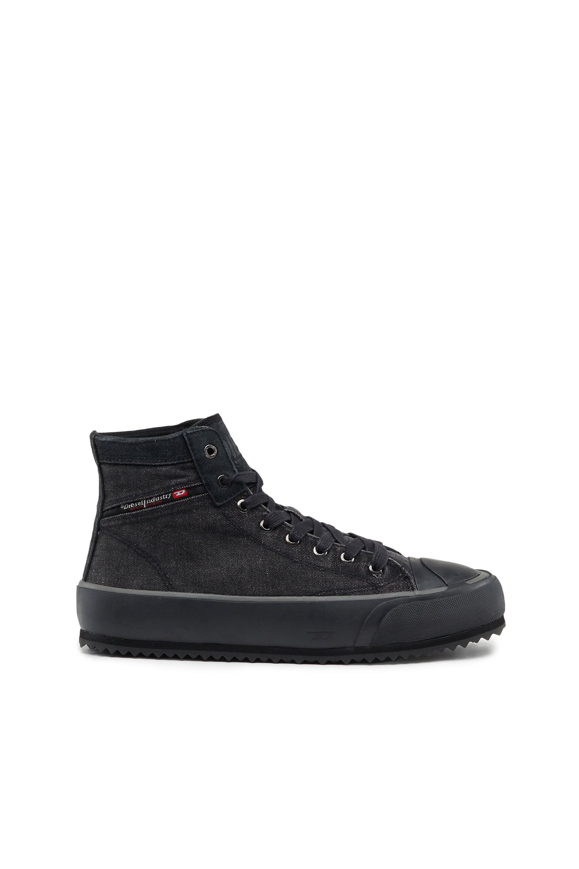 Diesel - S-PRINCIPIA MID, Male's High-top sneakers in denim with flag in Black - 1