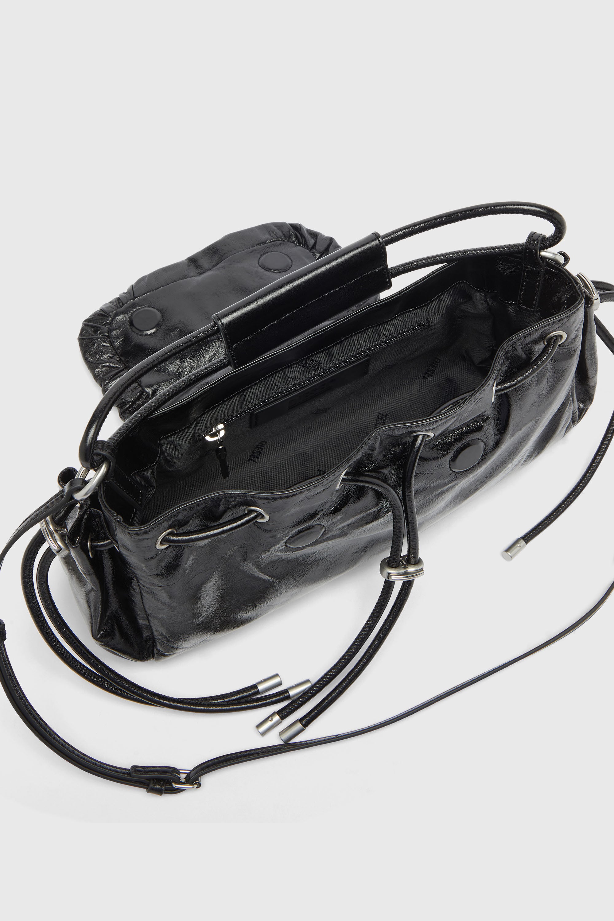 Women's Scrunch-D - Top-handle bag in shiny wrinkled leather