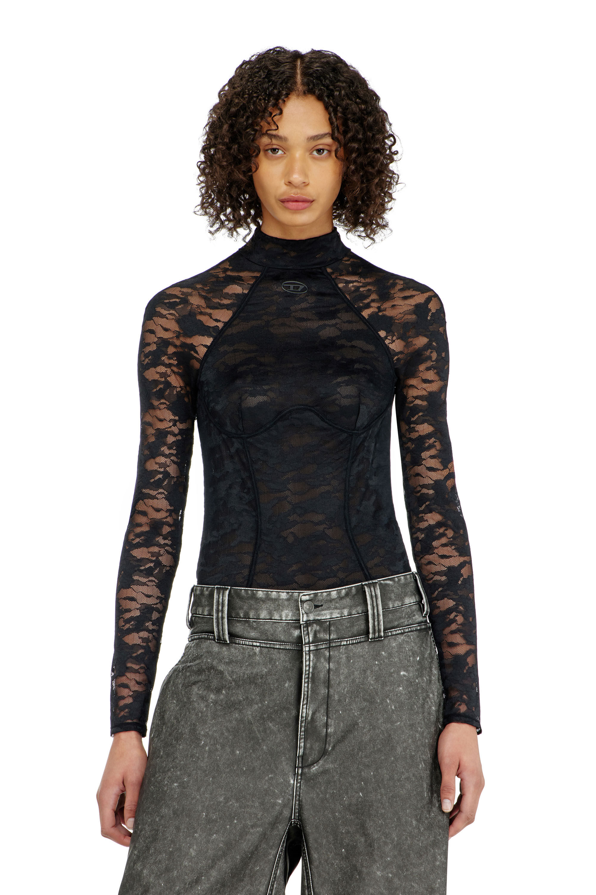 Diesel - VIVIAN-UTLT, Female's Bodysuit in nylon lace with open back in null - 4
