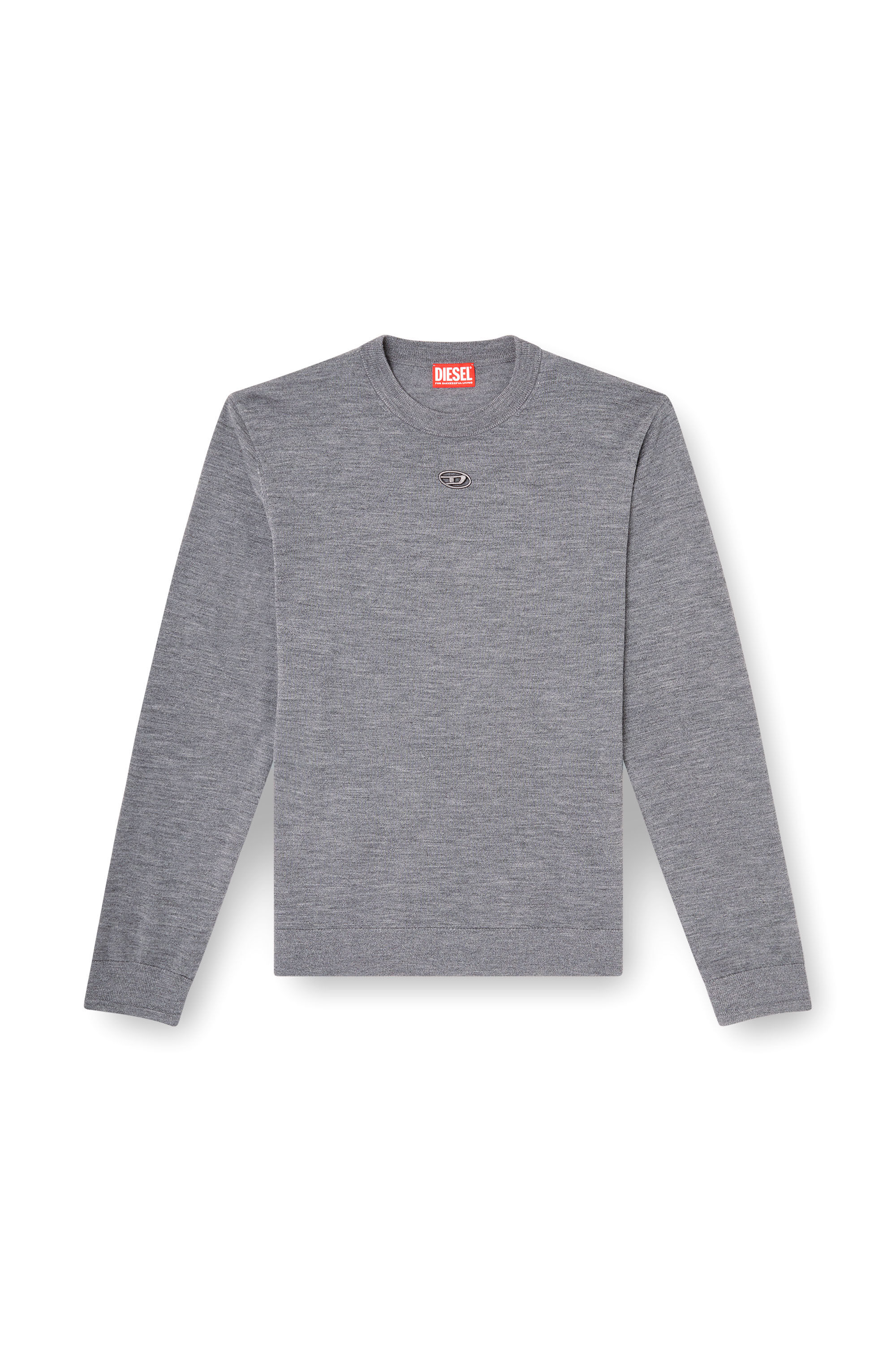 Men's Wool jumper with cut-out logo | Grey | Diesel
