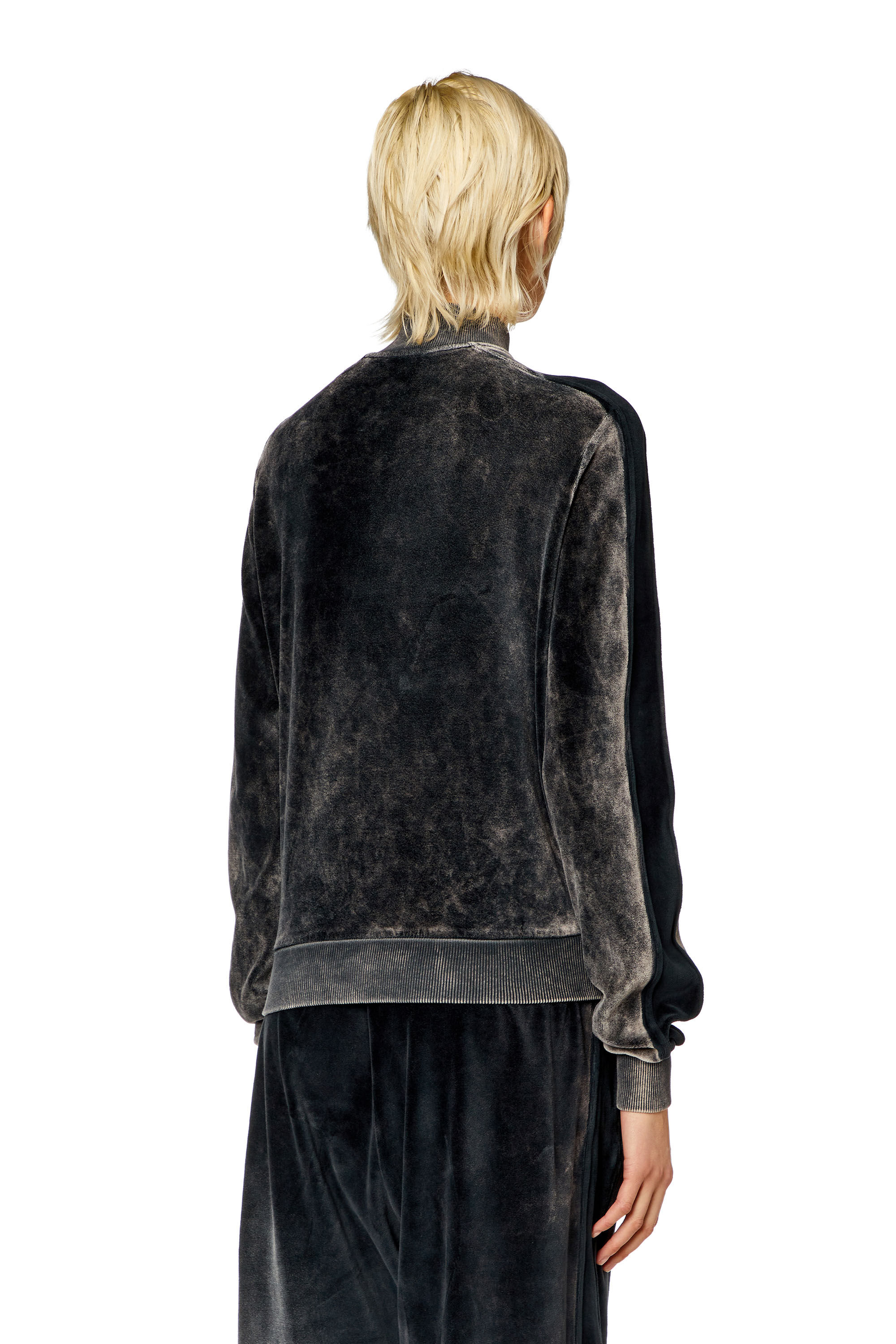 Diesel - F-KINIGLI, Woman's Track jacket in treated chenille in Black - 4