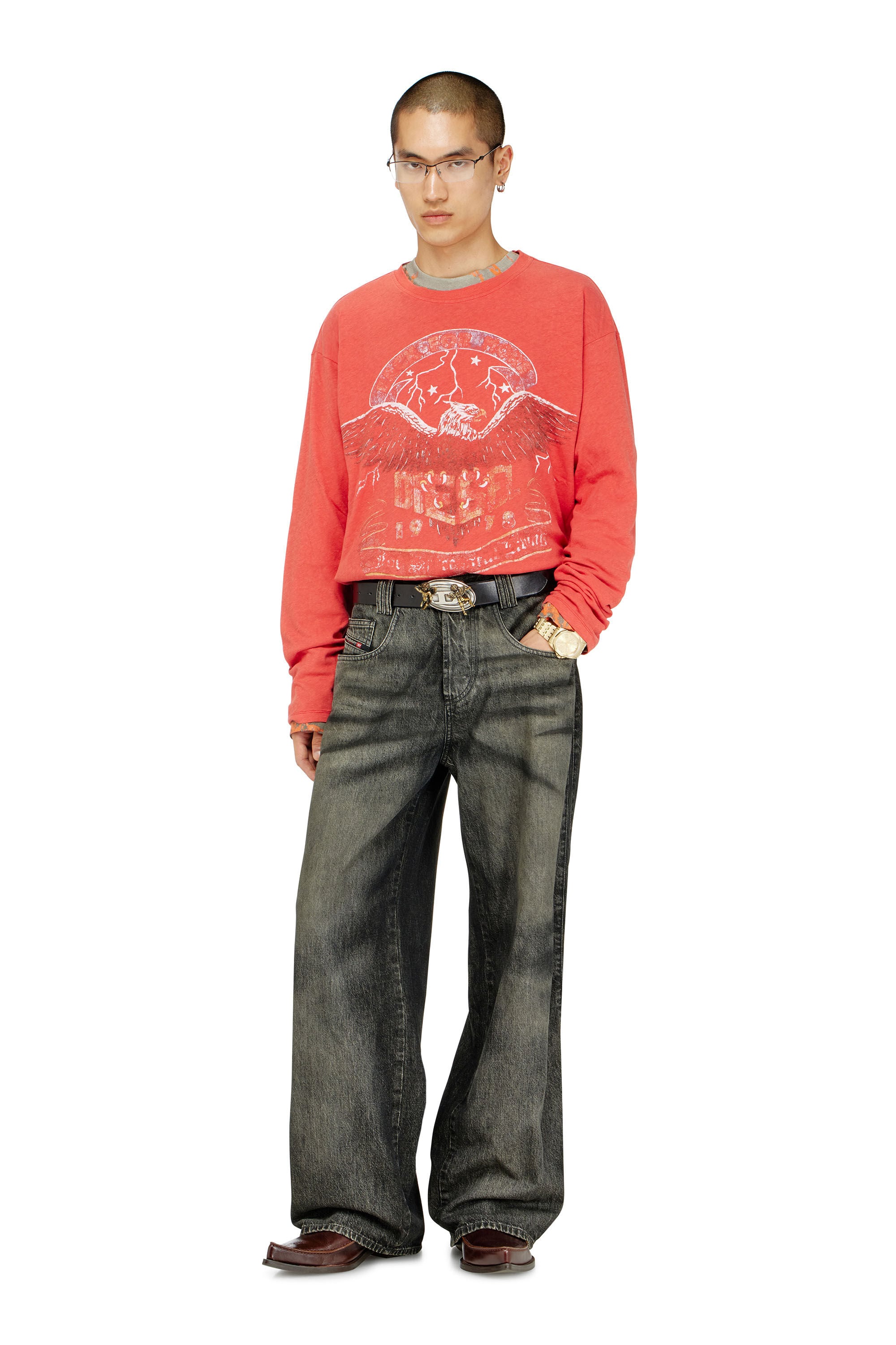 Diesel - T-GERI-LS, Male's Long-sleeve T-shirt with concert graphics in null - 1