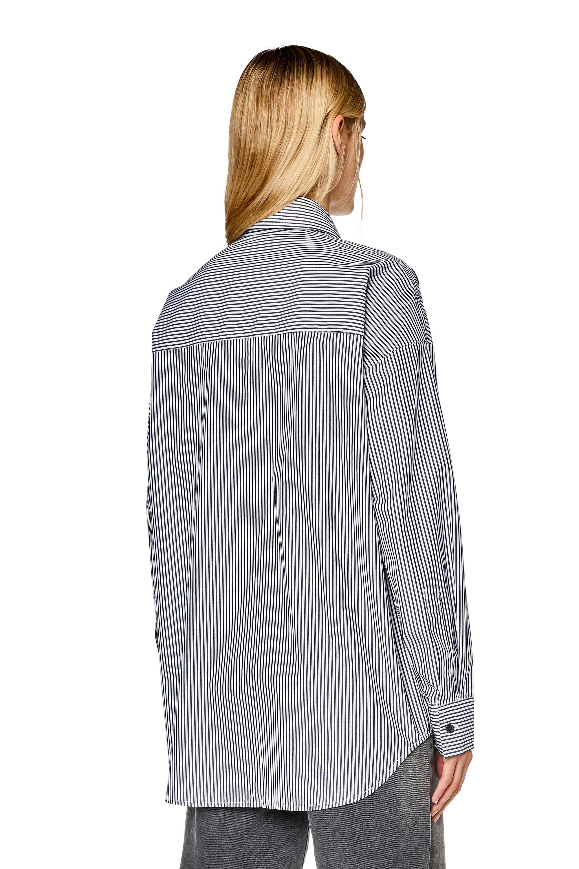 Diesel - C-DOU-STRIPE, Chemise rayée avec broderie contrastée Femme in Polychrome - 4