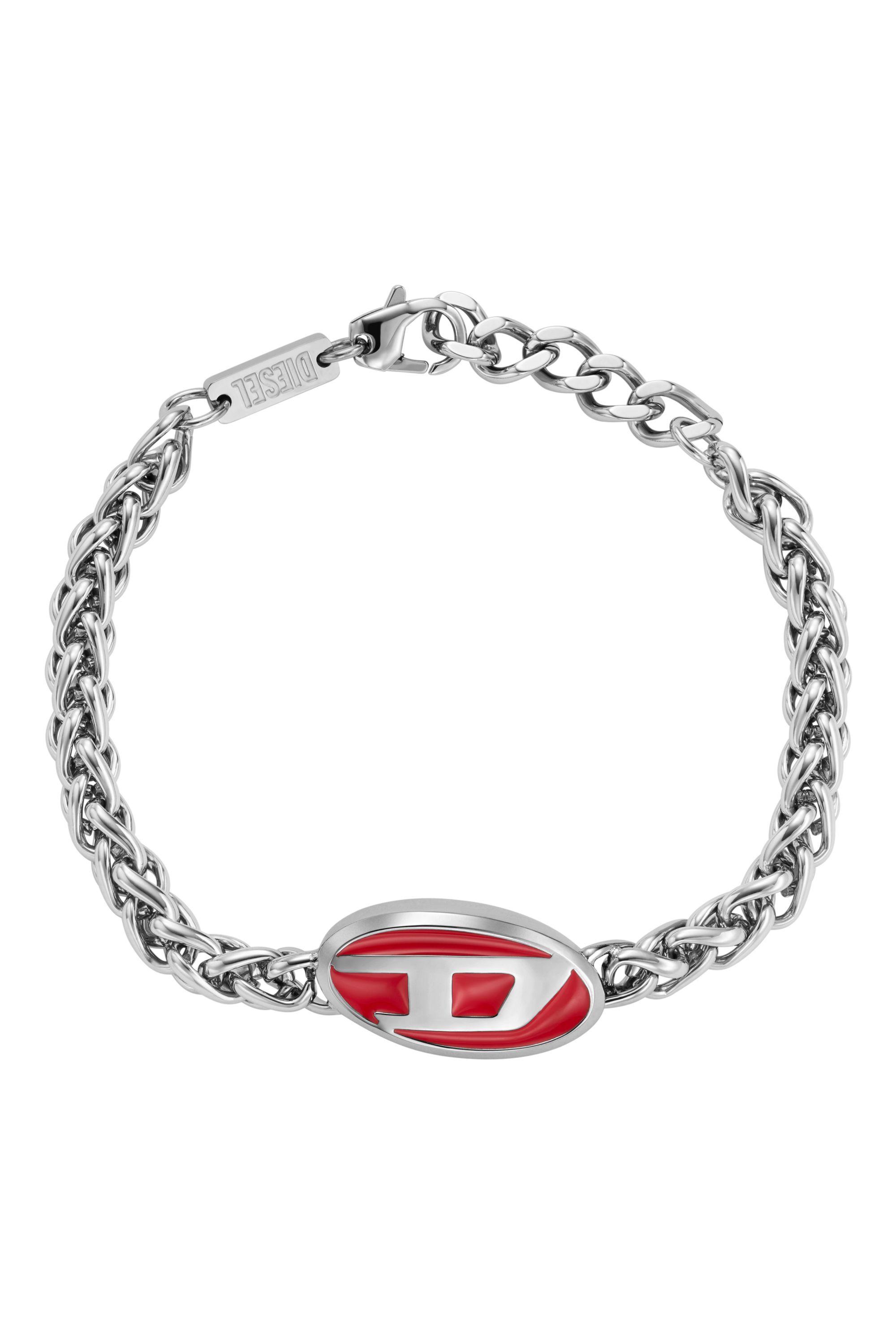 Women's Red enamel and stainless steel chain bracelet