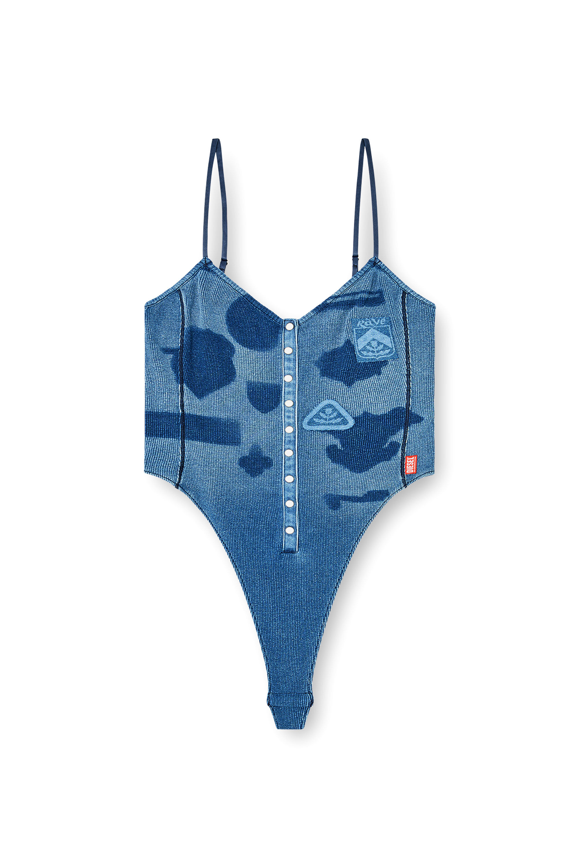 Diesel - T-LEY-AA1, Female's Bodysuit in ribbed jersey with shadow-patch effects in null - 2
