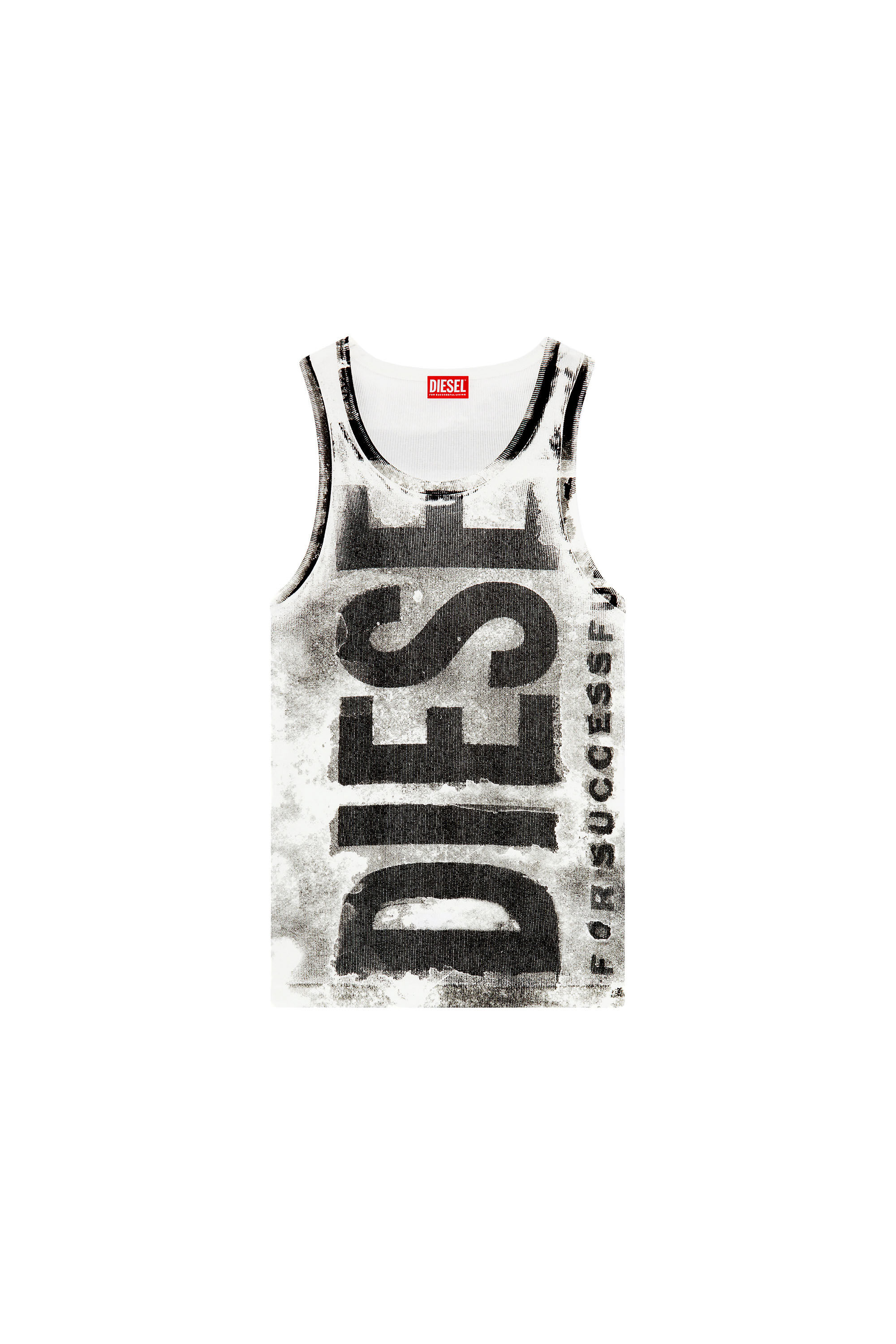Diesel - T-LIFT-BISC, Débardeur avec maxi logos effet flou Homme in Polychrome - 1