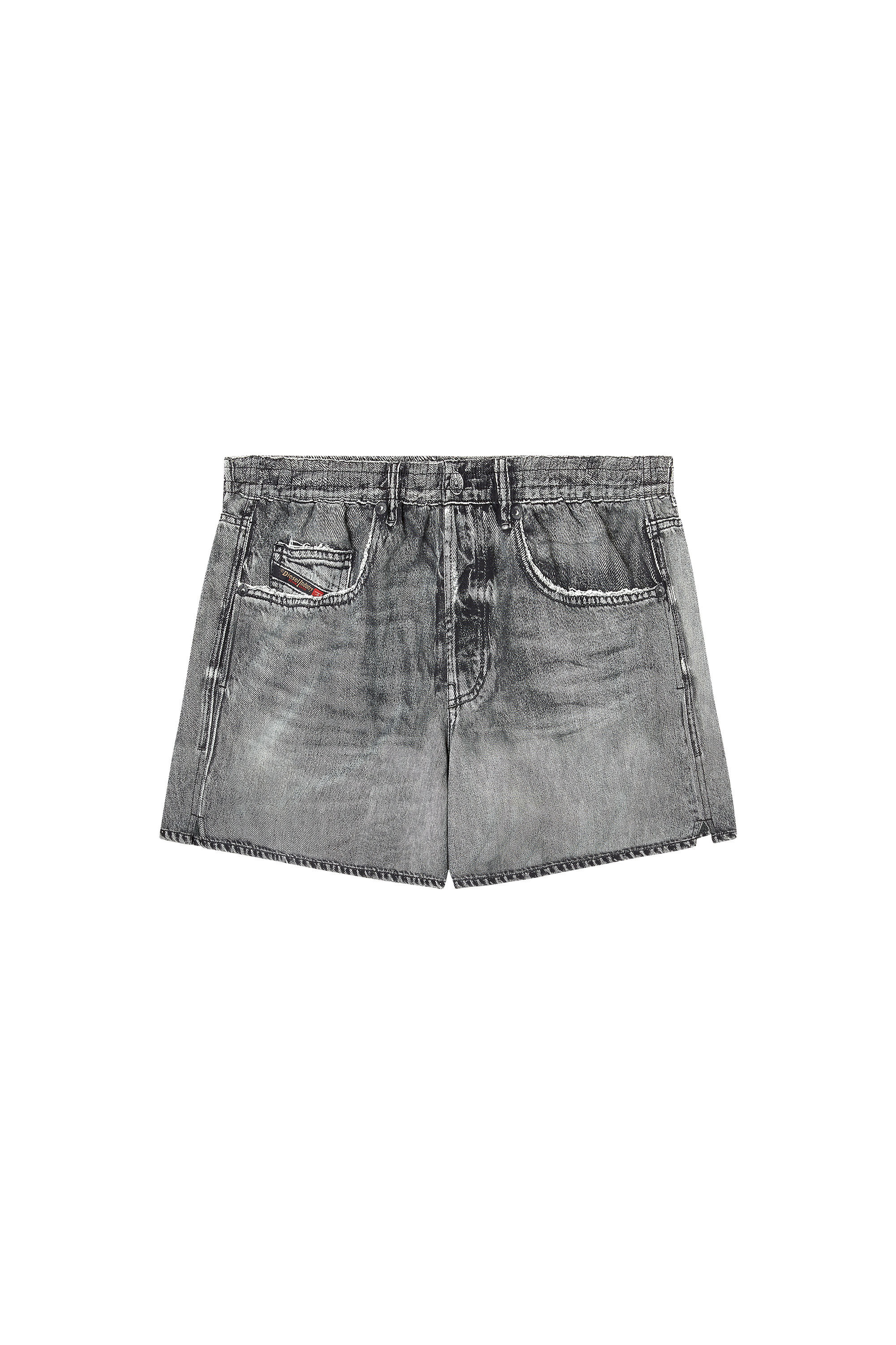 Men's Swim shorts with denim trompe l'oeil print | Grey | Diesel US