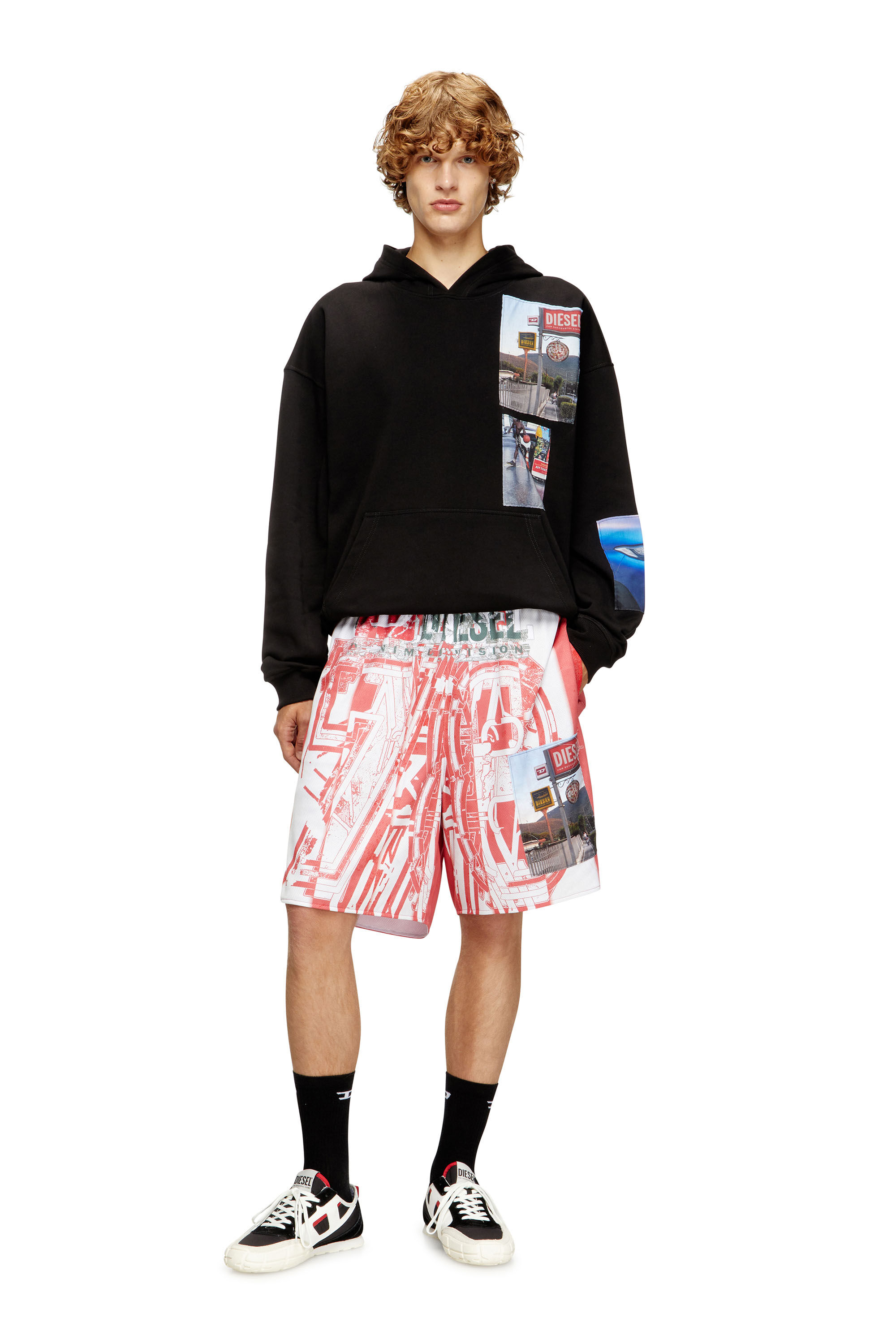 Diesel - S-BOXT-HOOD-T6, Male's Hoodie with logo photo patches in Black - 1