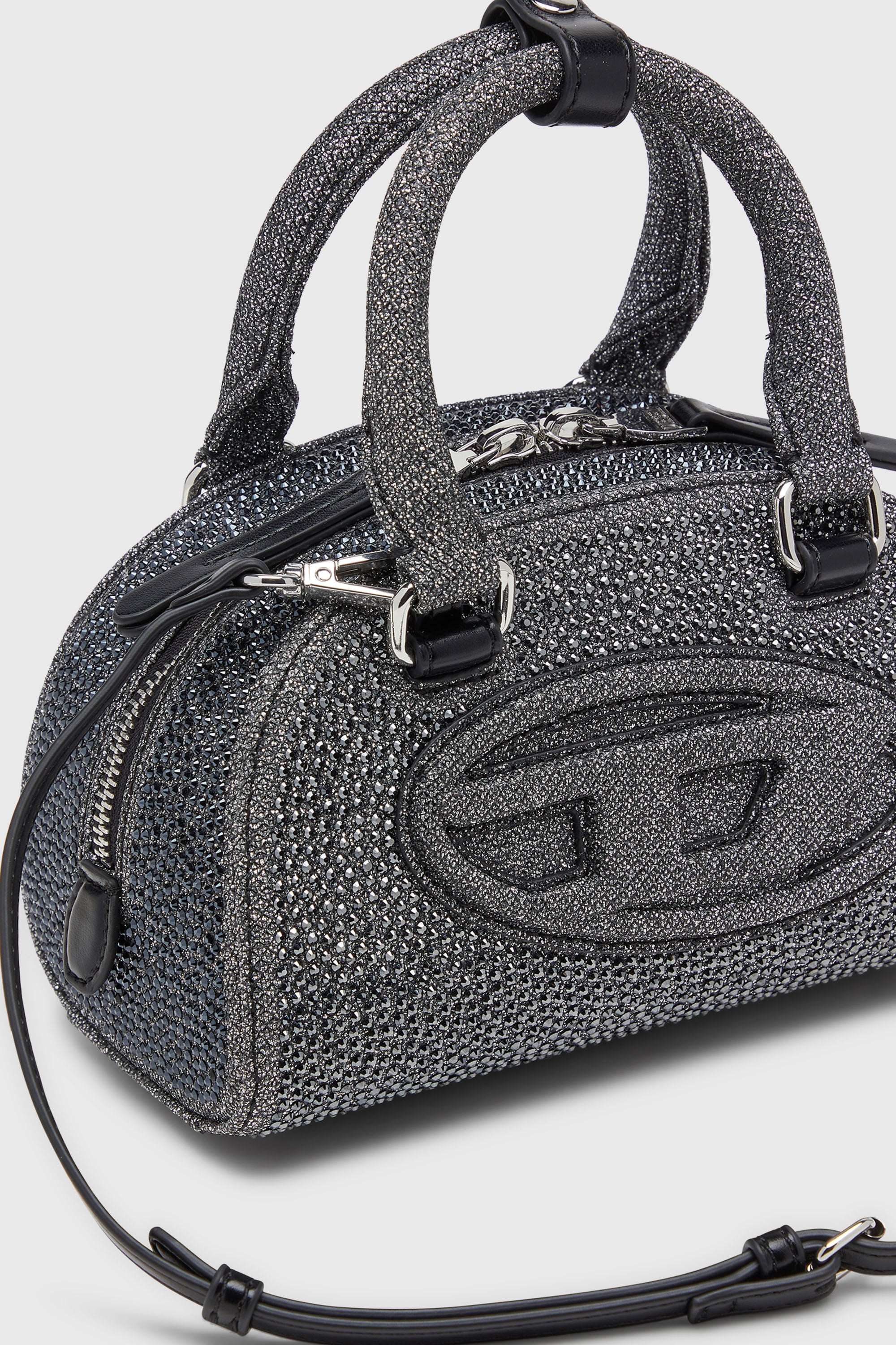 Diesel - 1DR DOME CROSSBODY, 1DR Dome - Petit sac bandouli&egrave;re en crystal Lurex Femme in Noir - 5