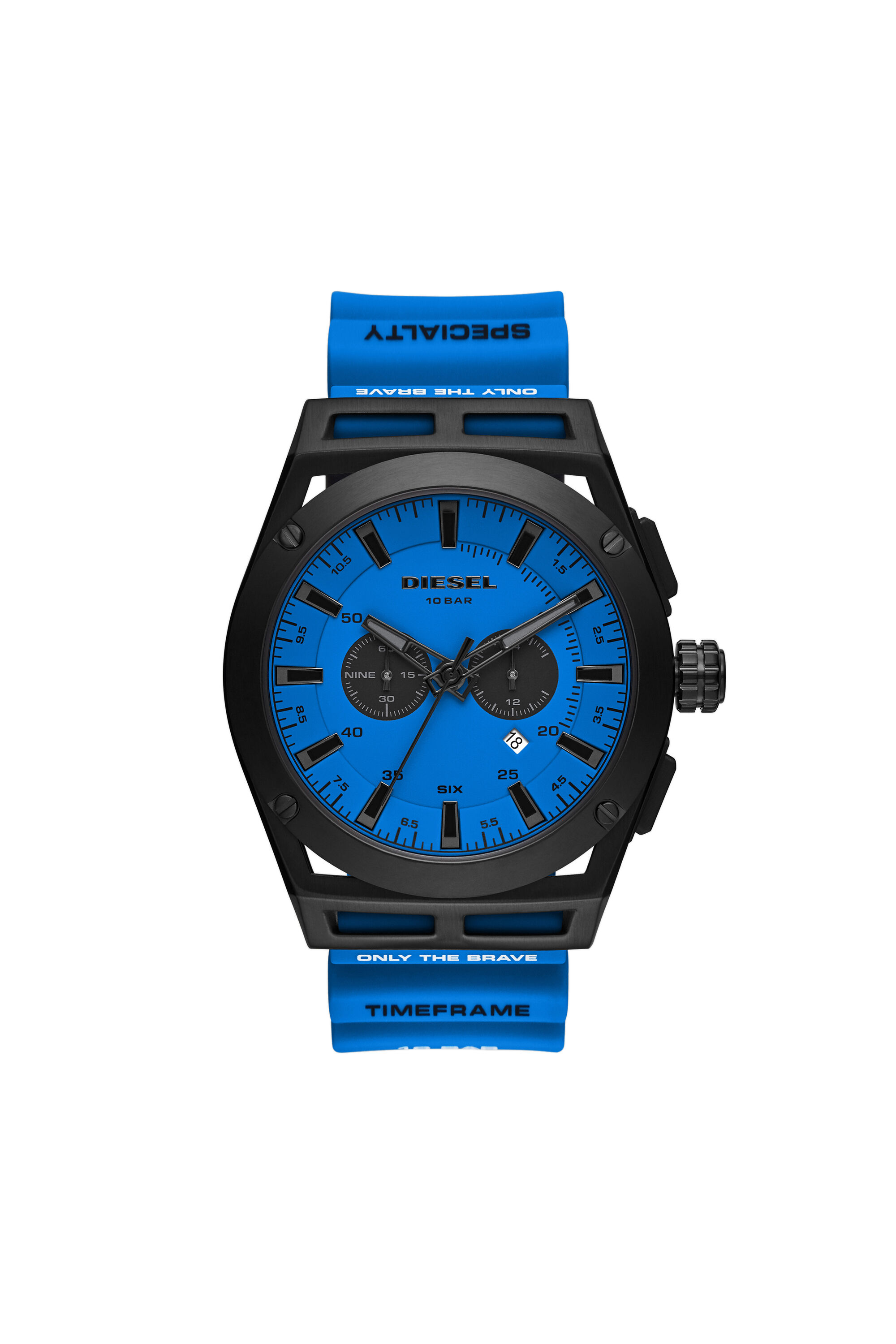 Diesel - DZ4545, Man's Timeframe chronograph blue silicone watch in Blue - 1