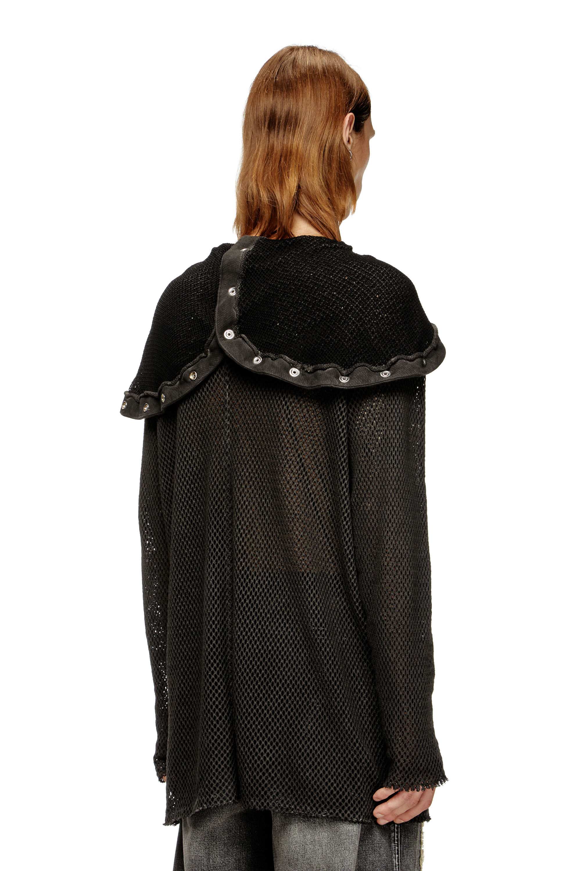 Women's Fishnet hoodie with full-closure hood | Black | Diesel