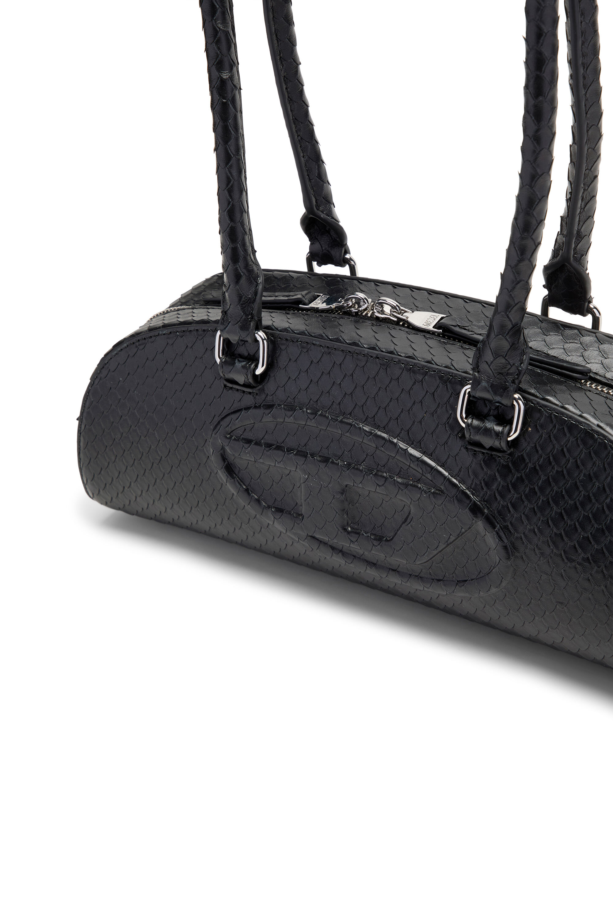 Women's 1DR Dome-Elongated bowling bag in snake-effect leather