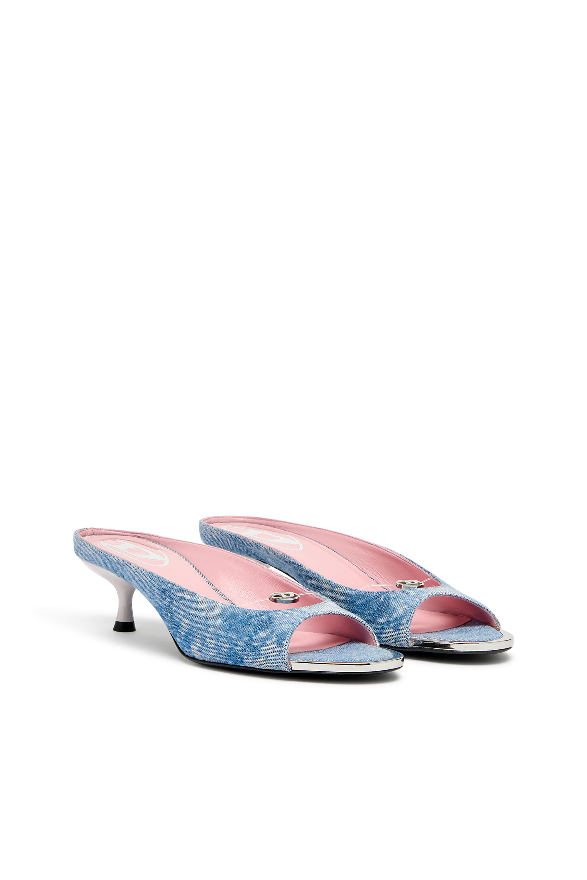 Women's D-Diam's-Low denim mule with floating Oval D | Blue | Diesel