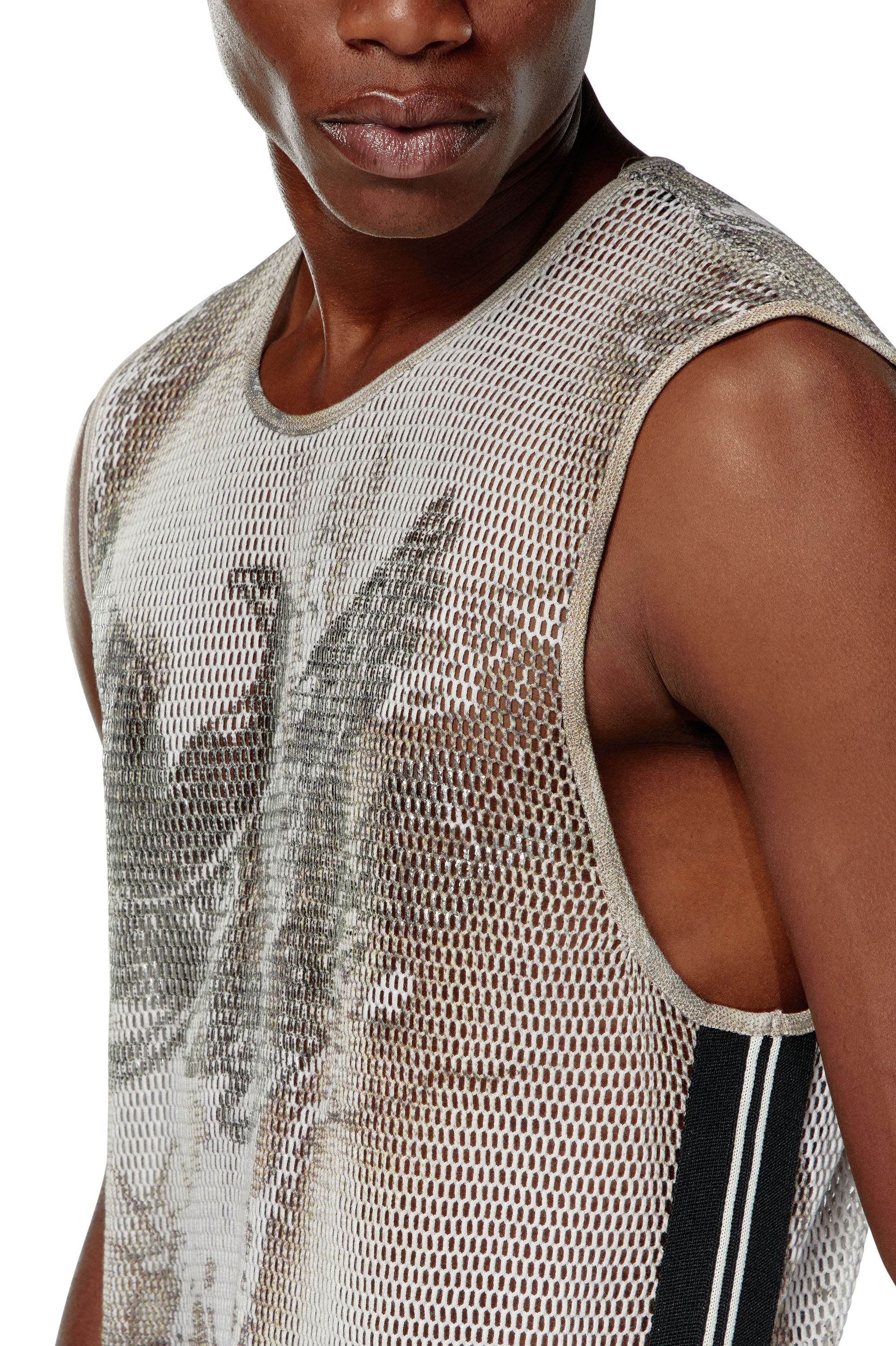 Diesel - T-BISKET, Débardeur en mesh imprimé Homme in Blanc - 4
