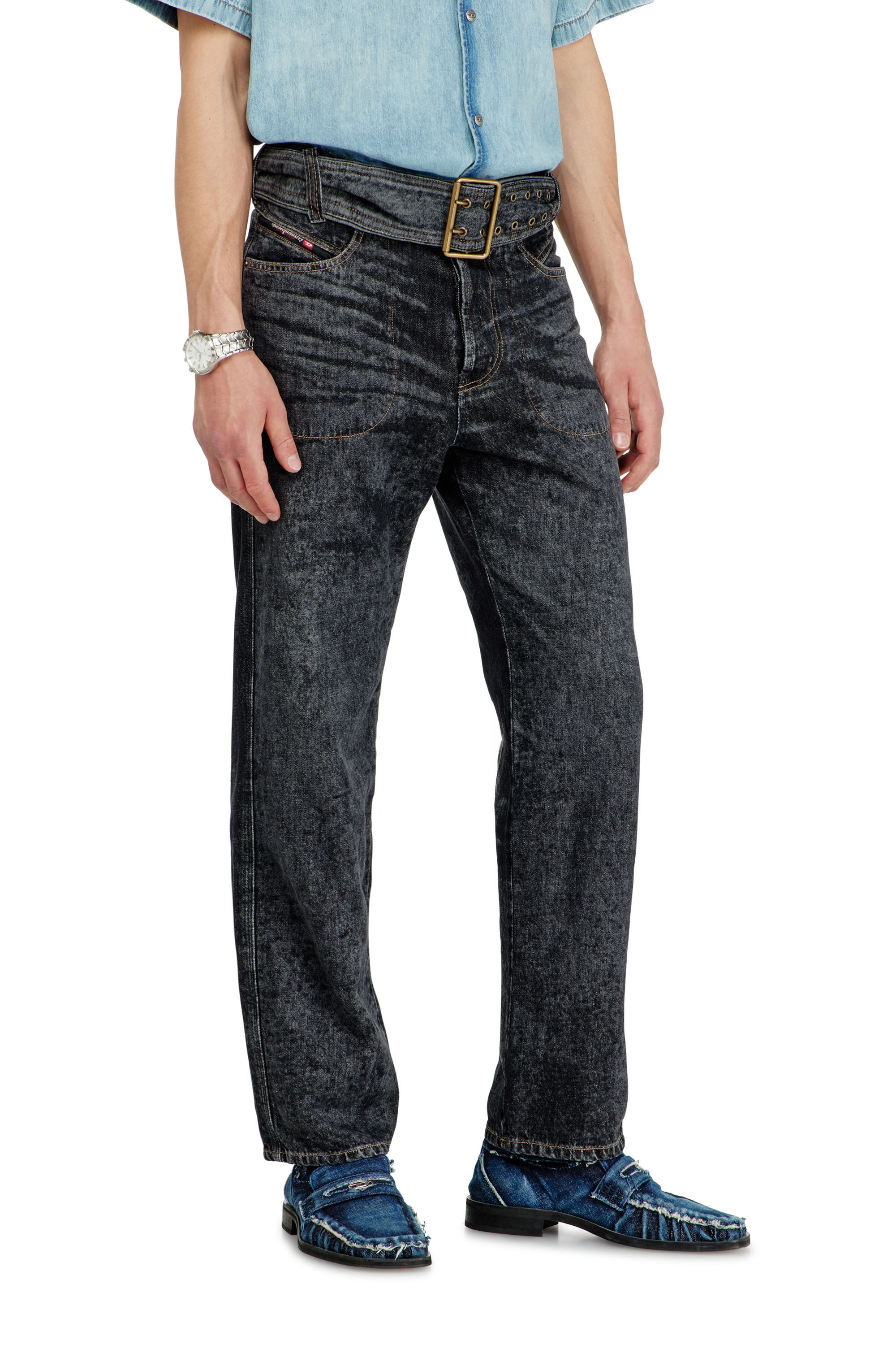 Diesel - Relaxed Jeans D-Marcus 09Q24 Homme, Noir/Gris fonc&eacute; - Image 7