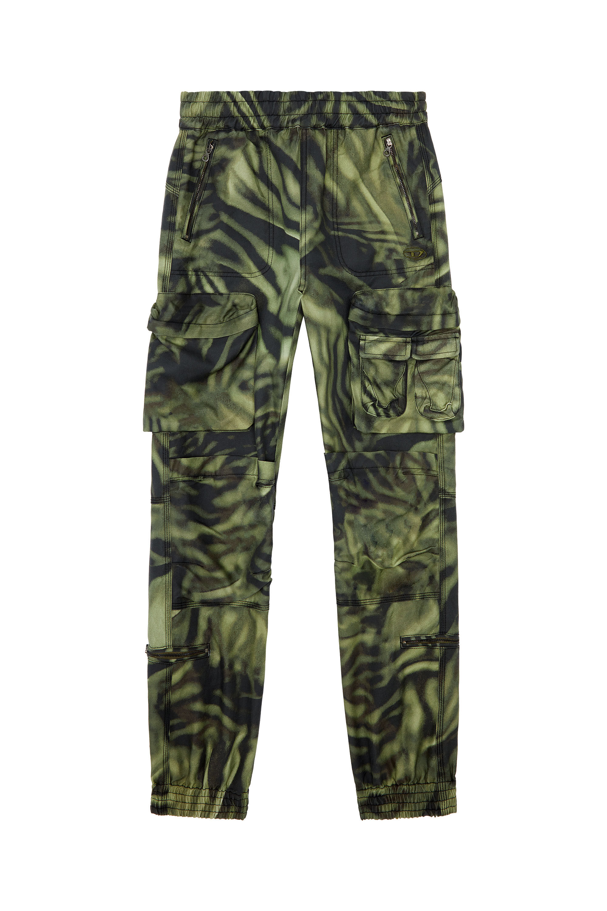 Diesel - P-MIROW, Female's Cargo pants in zebra-camo twill in Black/Green - 2