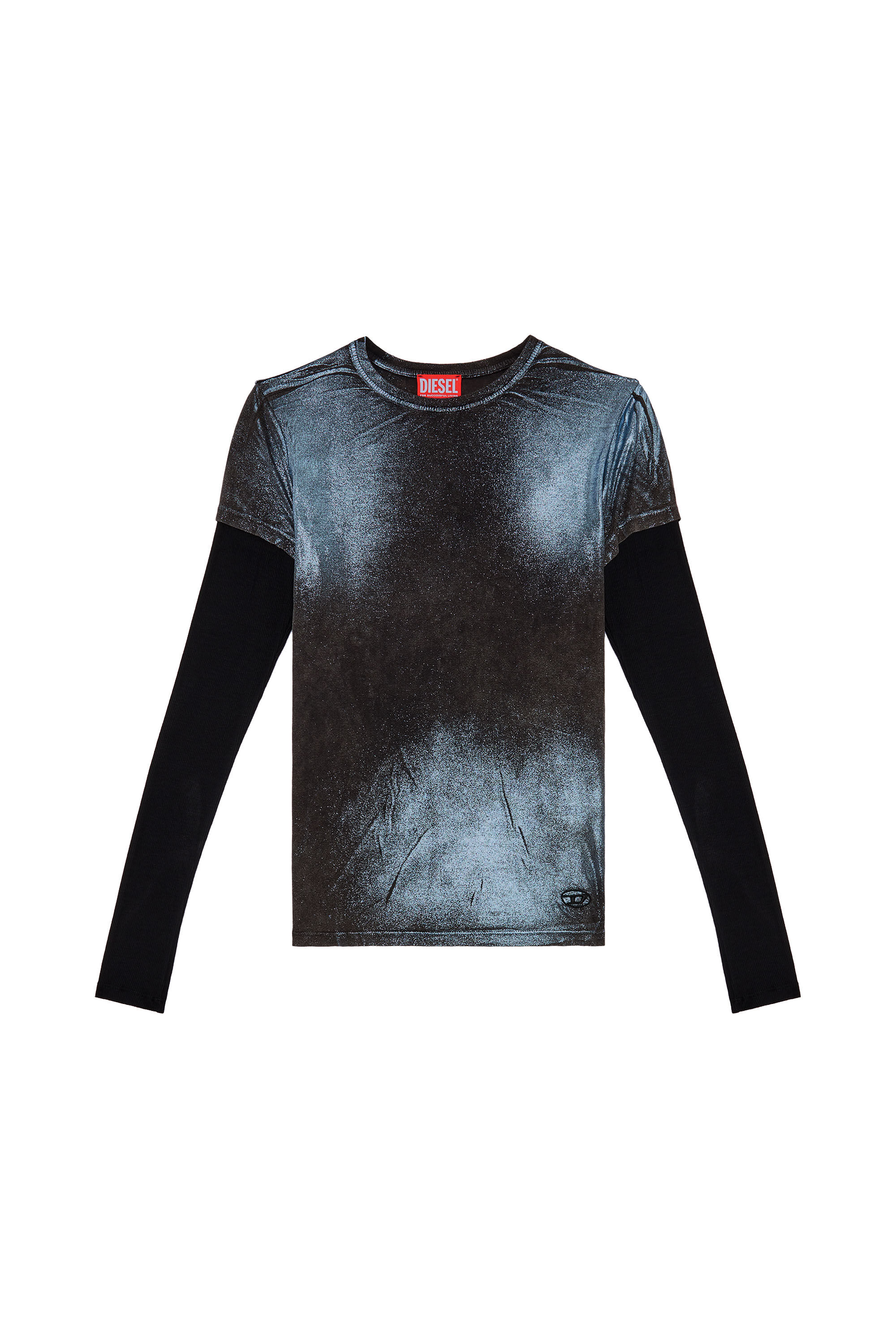 Diesel - T-MIWA, Top superposé métallisé délavé Femme in Polychrome - 2