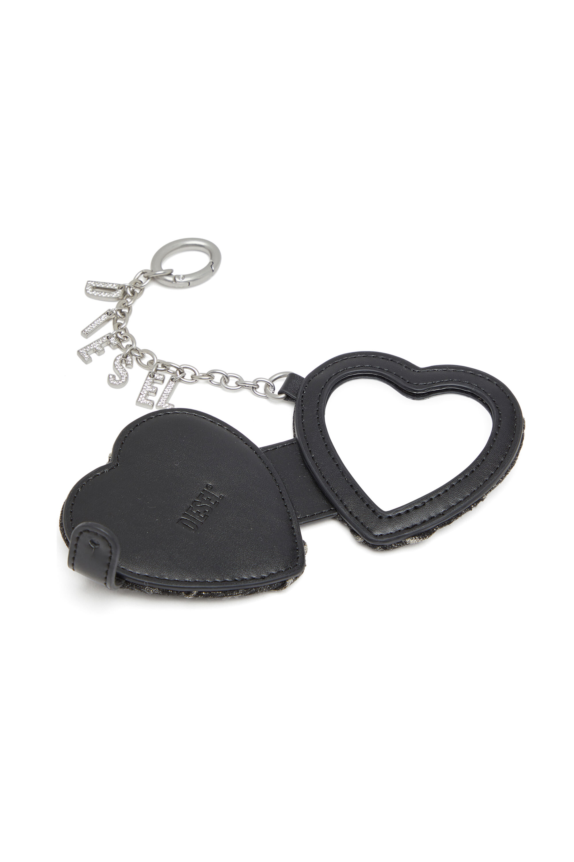 DIESEL | CHARM-D MIRROR IN ARGYLE QUILTED DENIM ミラー Women's Mirror charm in argyle quilted denim | Black | Diesel