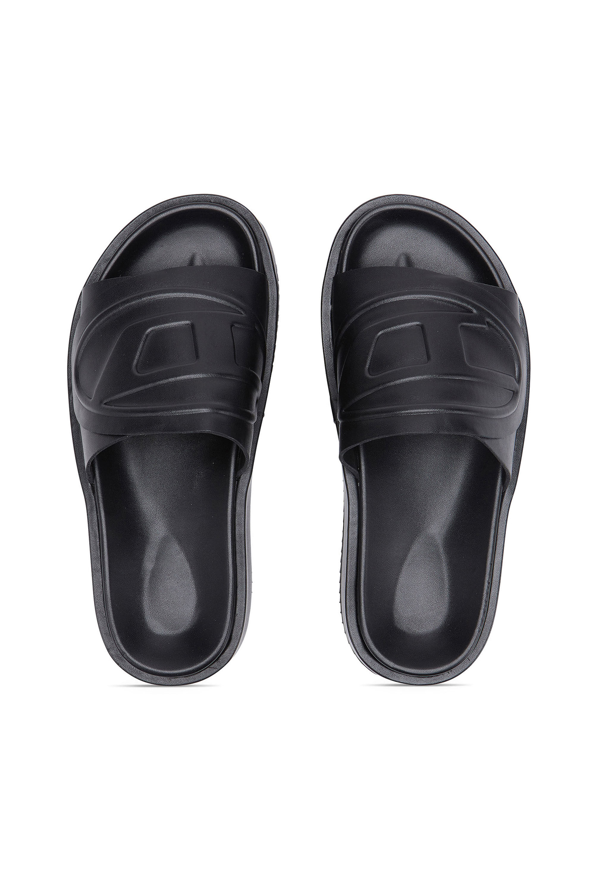 Diesel - SA-SLIDE D OVAL, Unisex's Sa-Slide D-PU slides with embossed Oval D in Black - 4