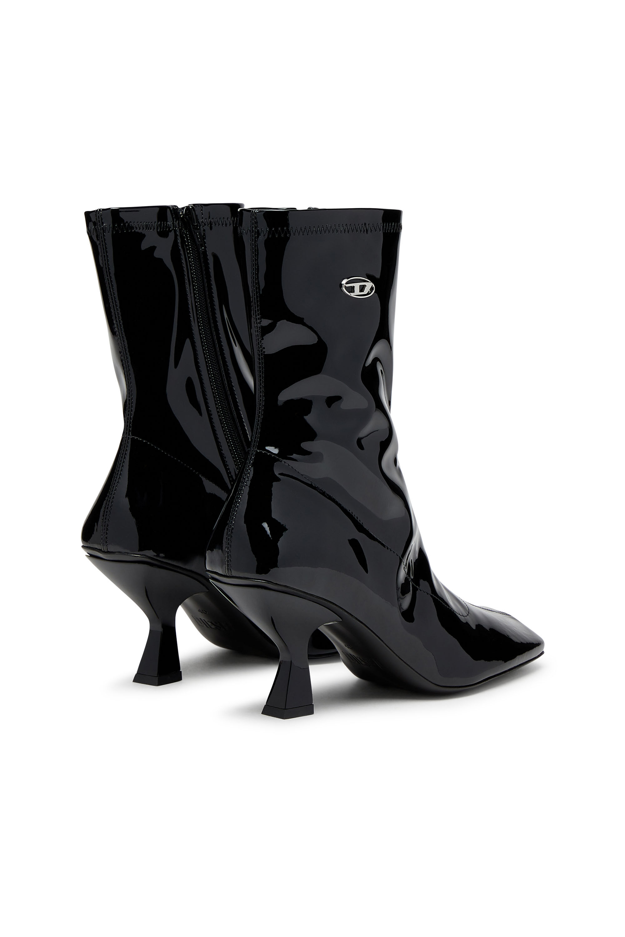 Diesel - D-AMBER MD BT, D-Amber-Bottines en PU stretch verni Femme in Noir - 3