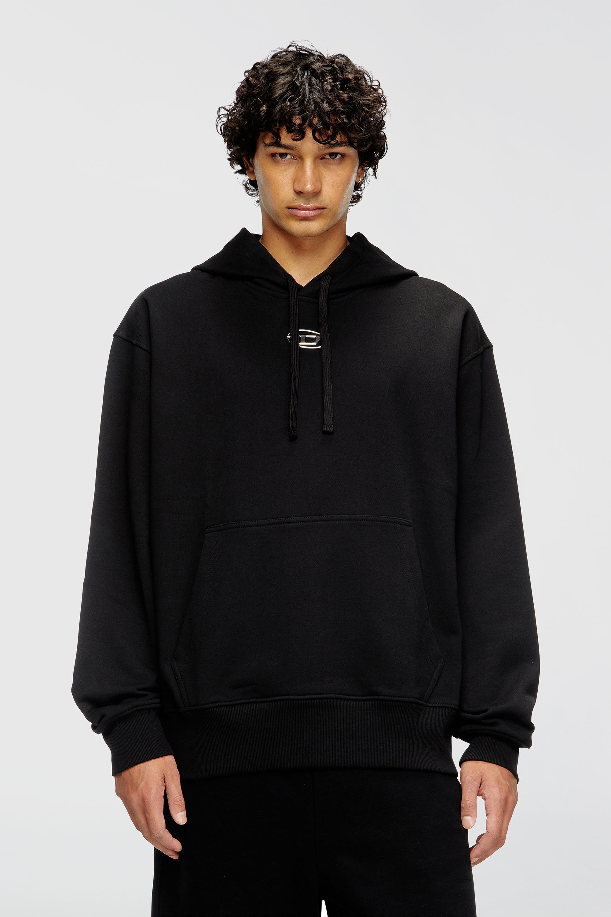 Men's Hoodie with metallic logo | Black | Diesel US