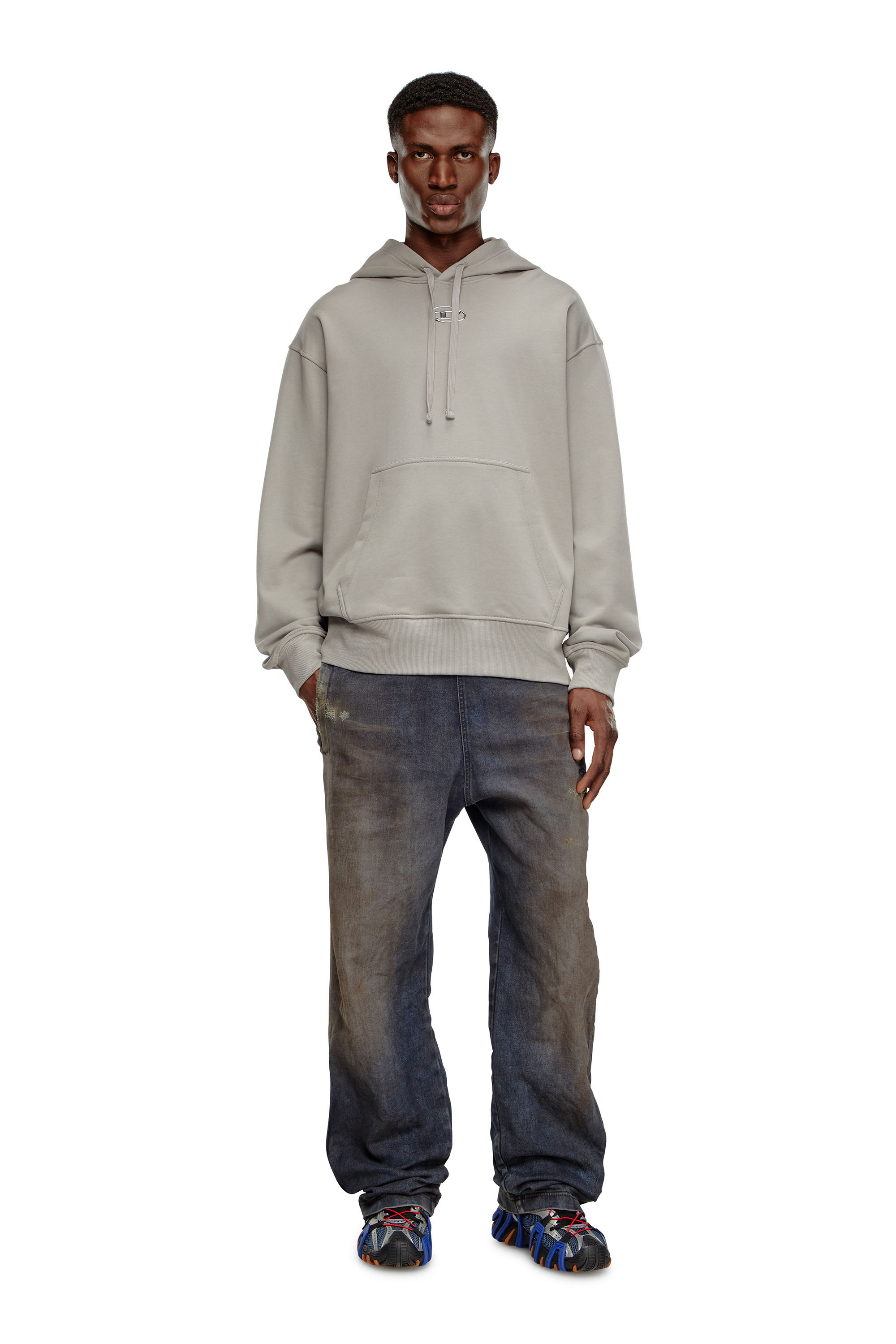 Diesel - S-MACS-HOOD-OD, Male's Oversized hoodie with metallic logo in Grey - 1