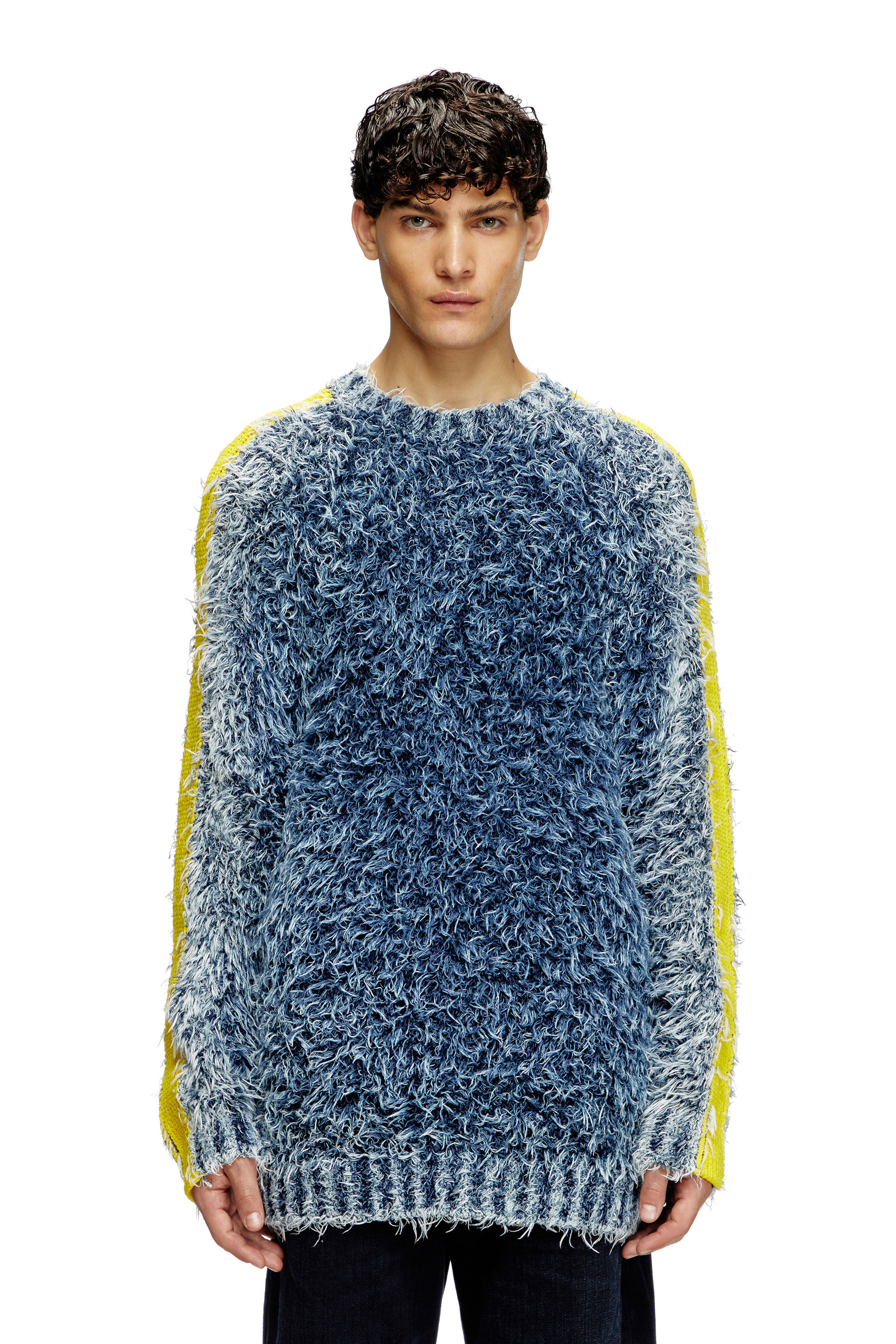 トップス Mens Knit Slant Men's Textured-knit jumper with contrast bands | Blue | Diesel