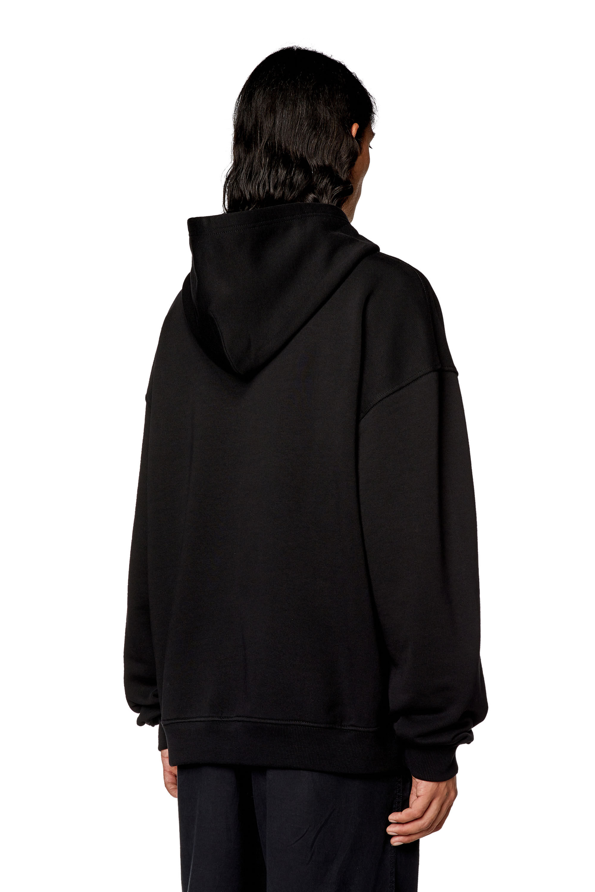 Diesel - S-NLABEL-HOOD-L1, Male's Oversized hoodie with logo patch in Black - 4