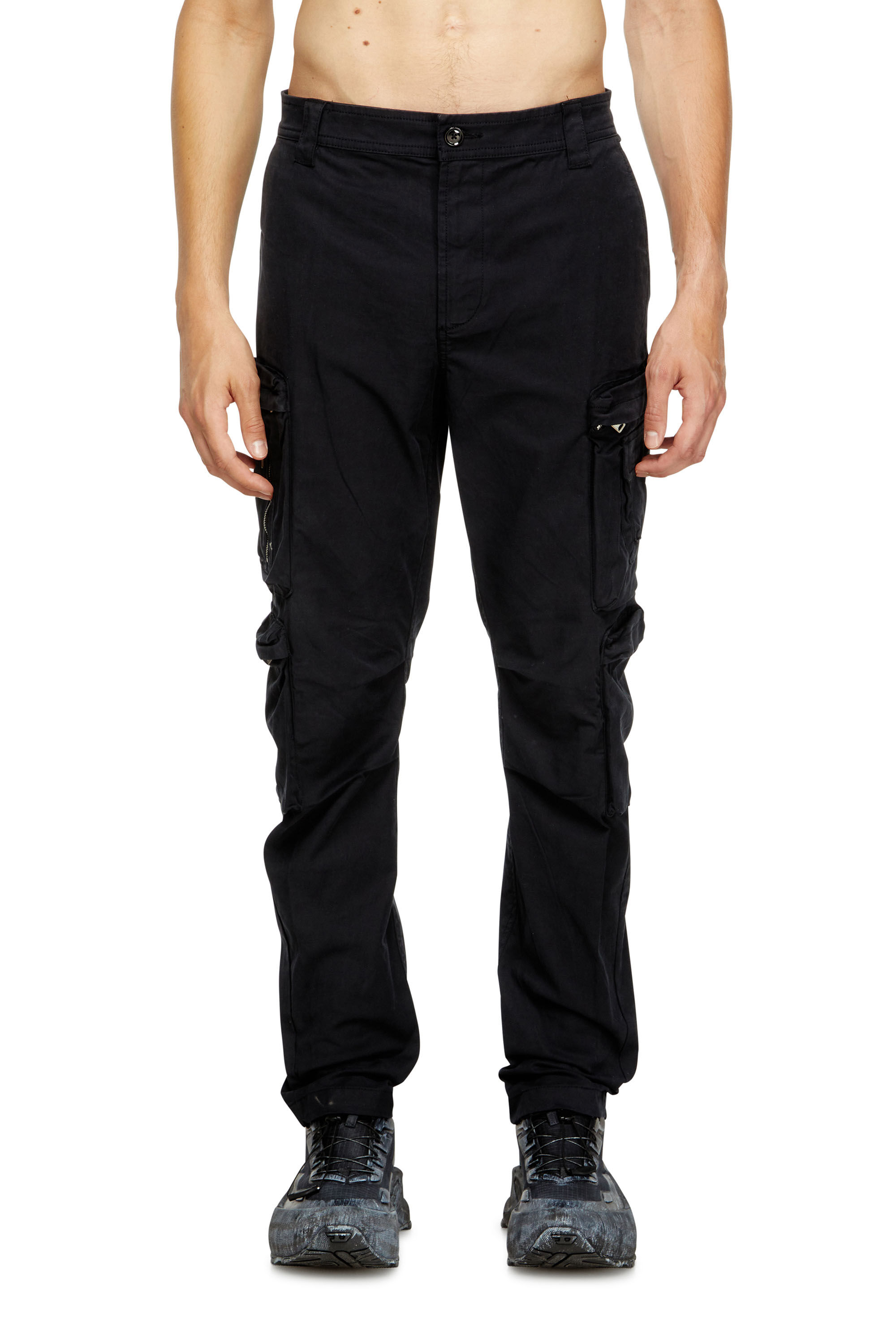 Men's Cargo pants with zip pocket | Black | Diesel