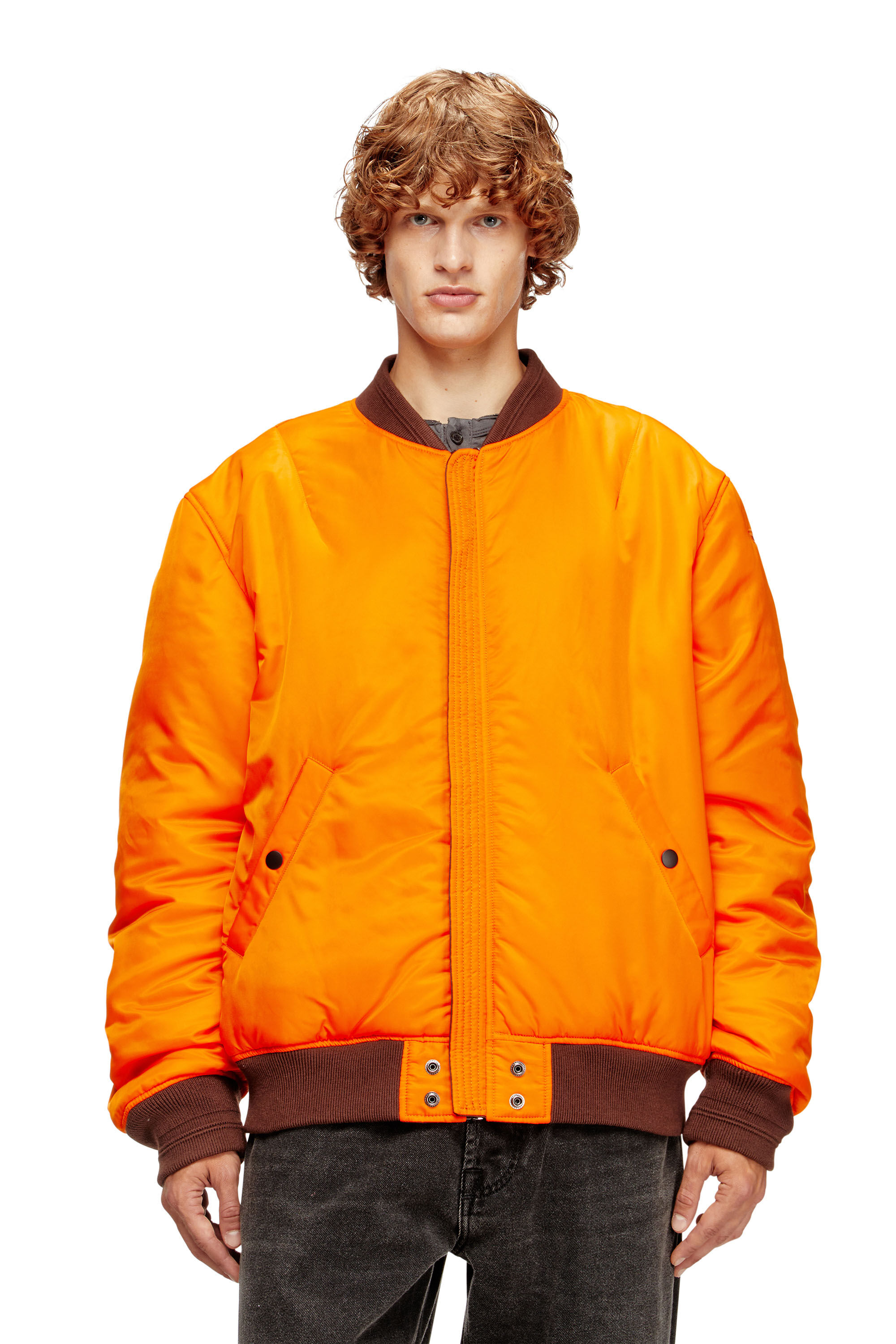 Diesel - J-HELD, Male's Bomber in padded nylon with Oval D in Brown - 6